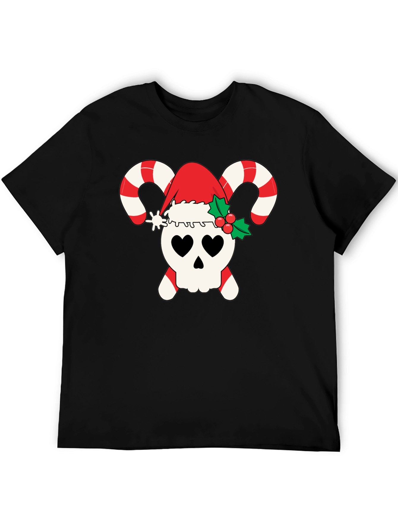 Candy Cane Skull Christmas T-Shirt