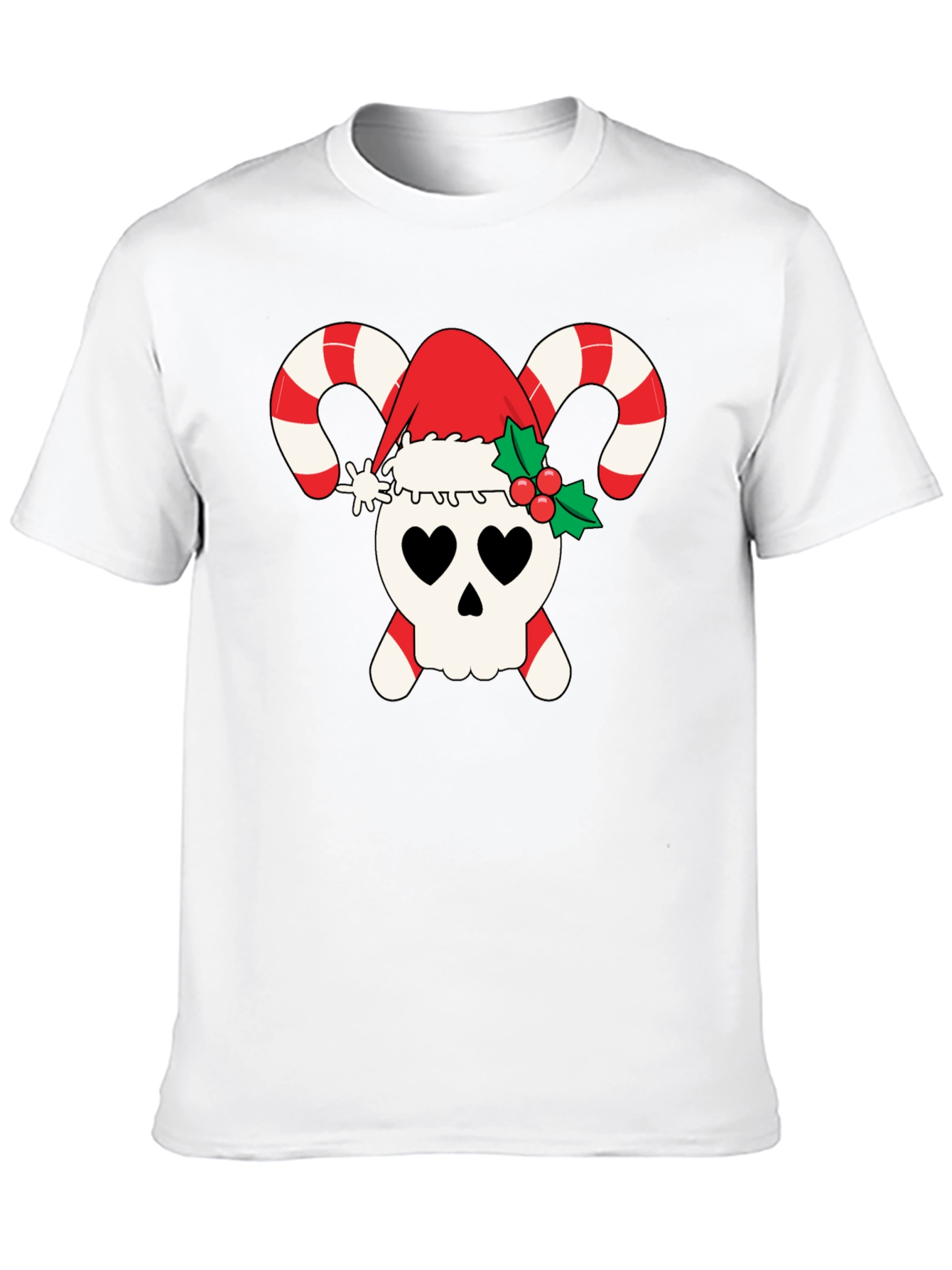 Candy Cane Skull Christmas T-Shirt