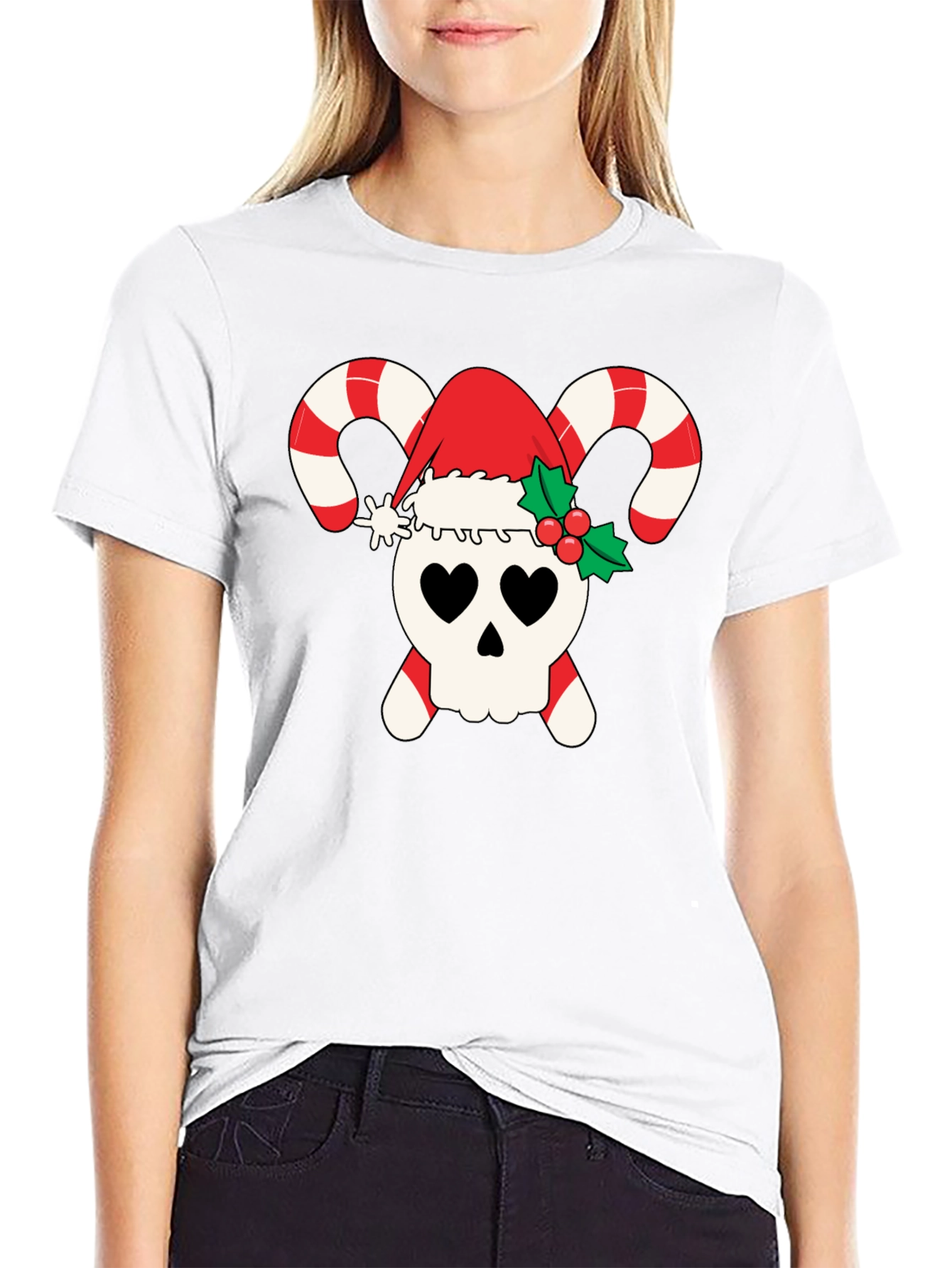 Candy Cane Skull Christmas T-Shirt