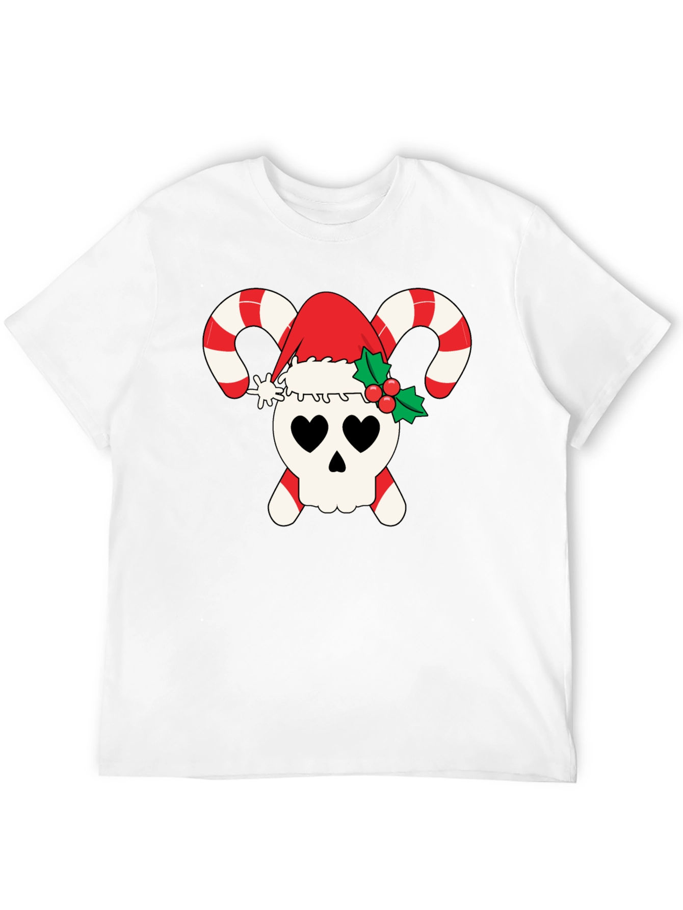Candy Cane Skull Christmas T-Shirt
