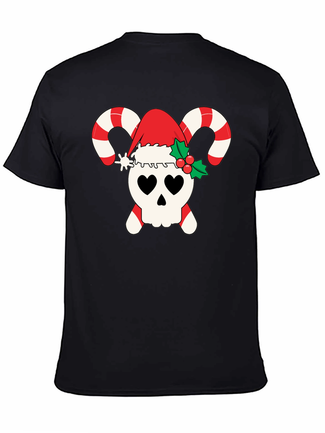 Candy Cane Skull Christmas T-Shirt