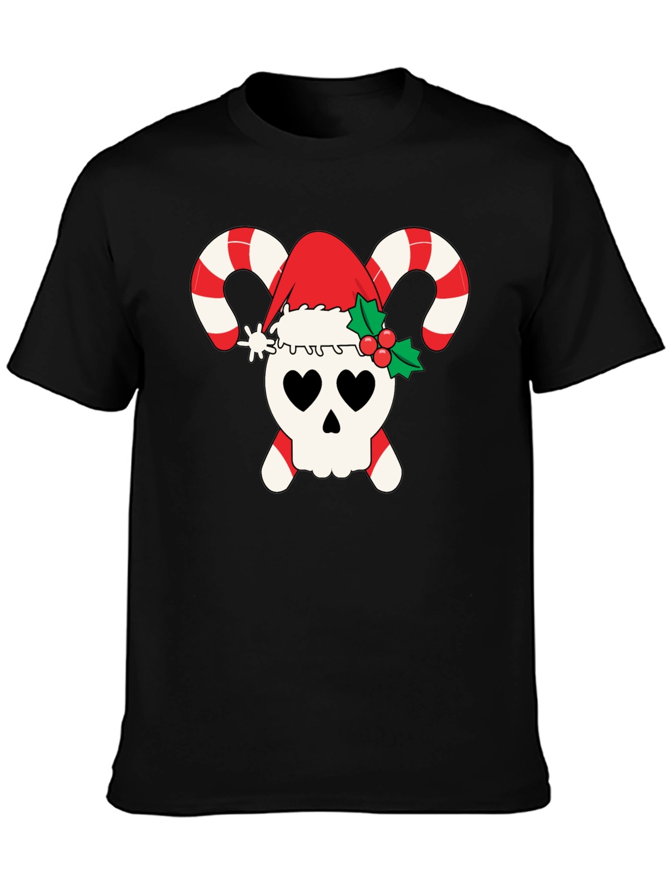 Candy Cane Skull Christmas T-Shirt