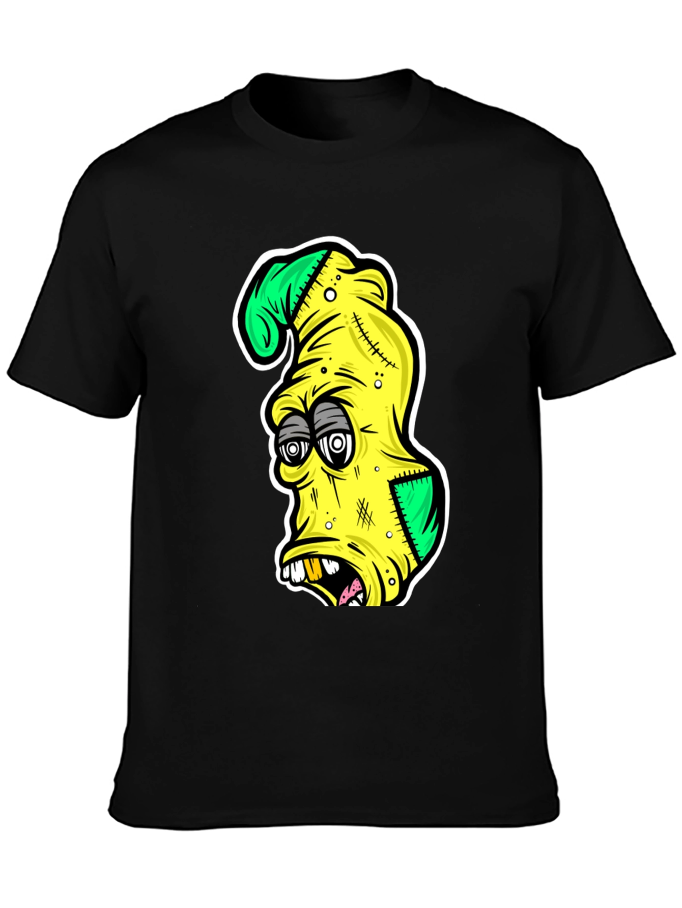 Cartoon Zombie Head Graphic T-Shirt