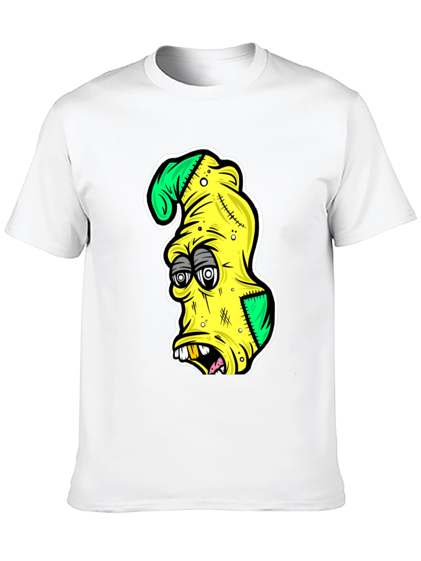 Cartoon Zombie Head Graphic T-Shirt