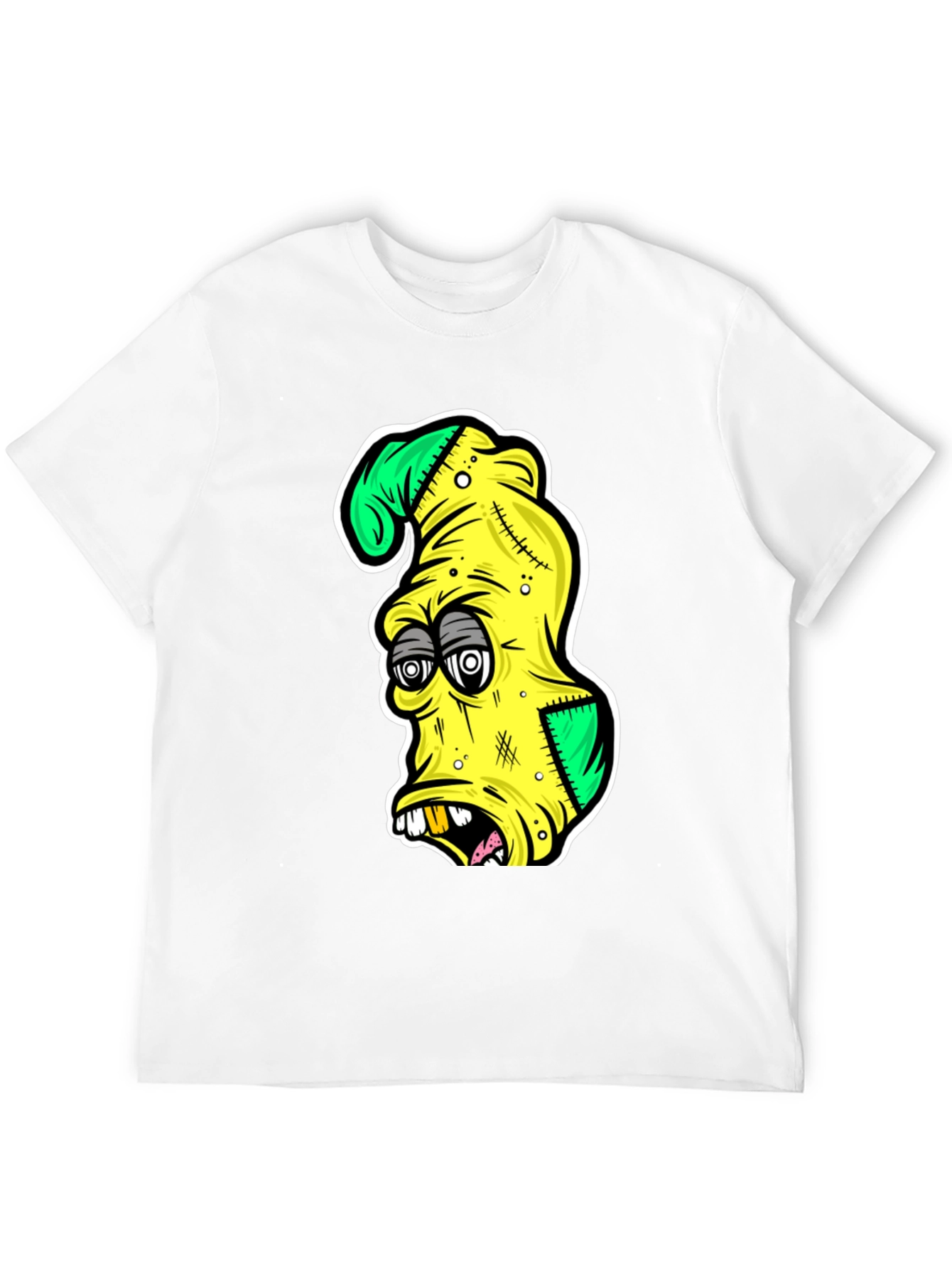 Cartoon Zombie Head Graphic T-Shirt