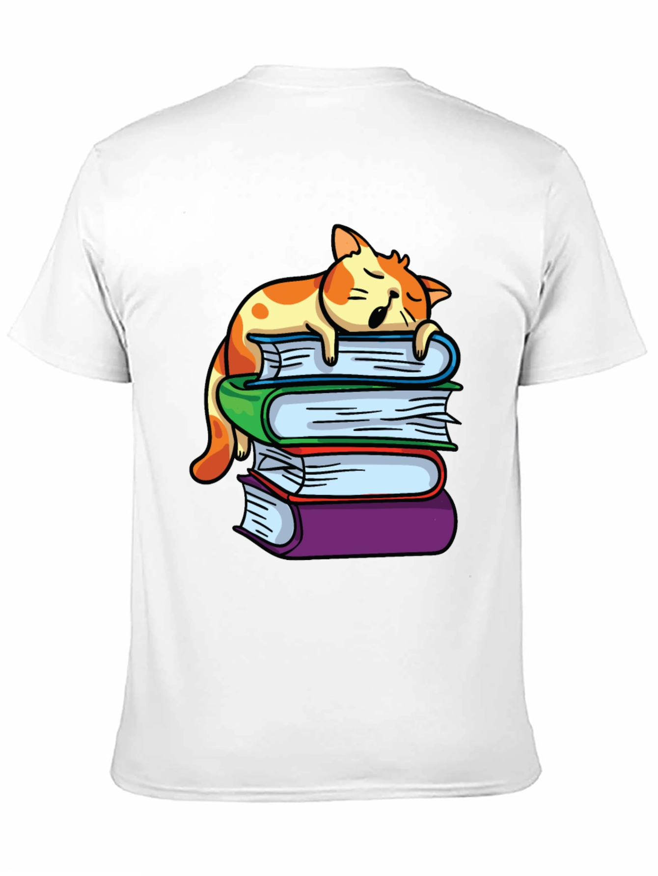 Cat Nap on Books T-Shirt - Reading Lover Tee