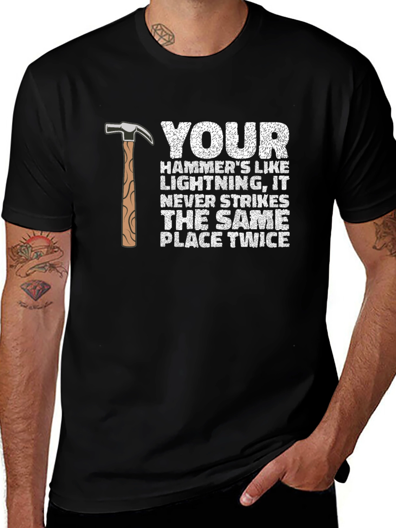 Hammer Lightning Strike Graphic T-Shirt
