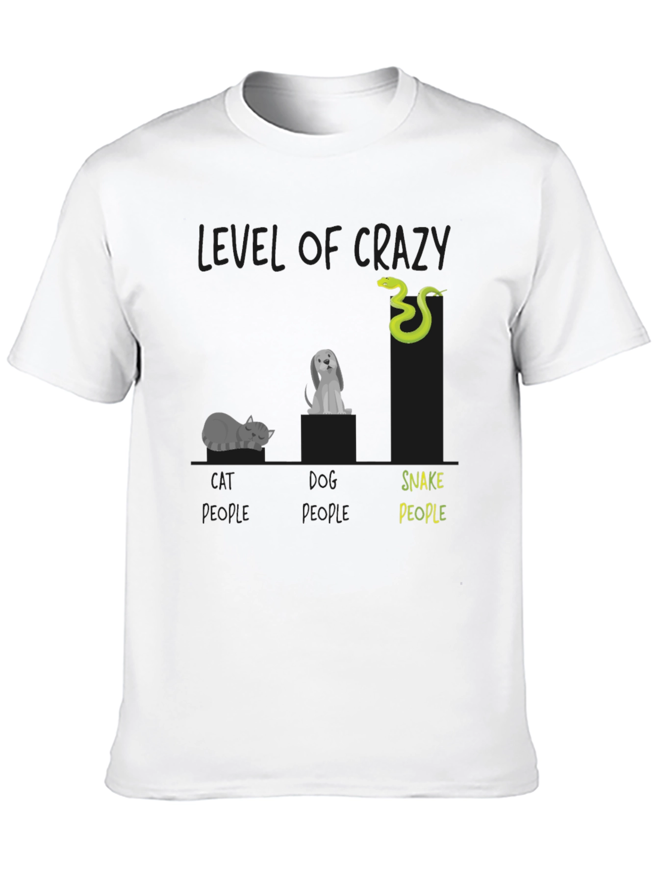 Level of Crazy Cat Dog Snake People T-Shirt