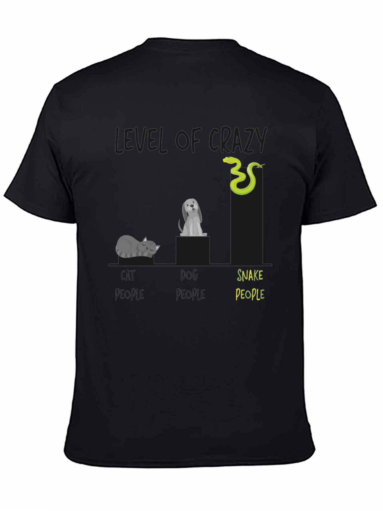 Level of Crazy Cat Dog Snake People T-Shirt