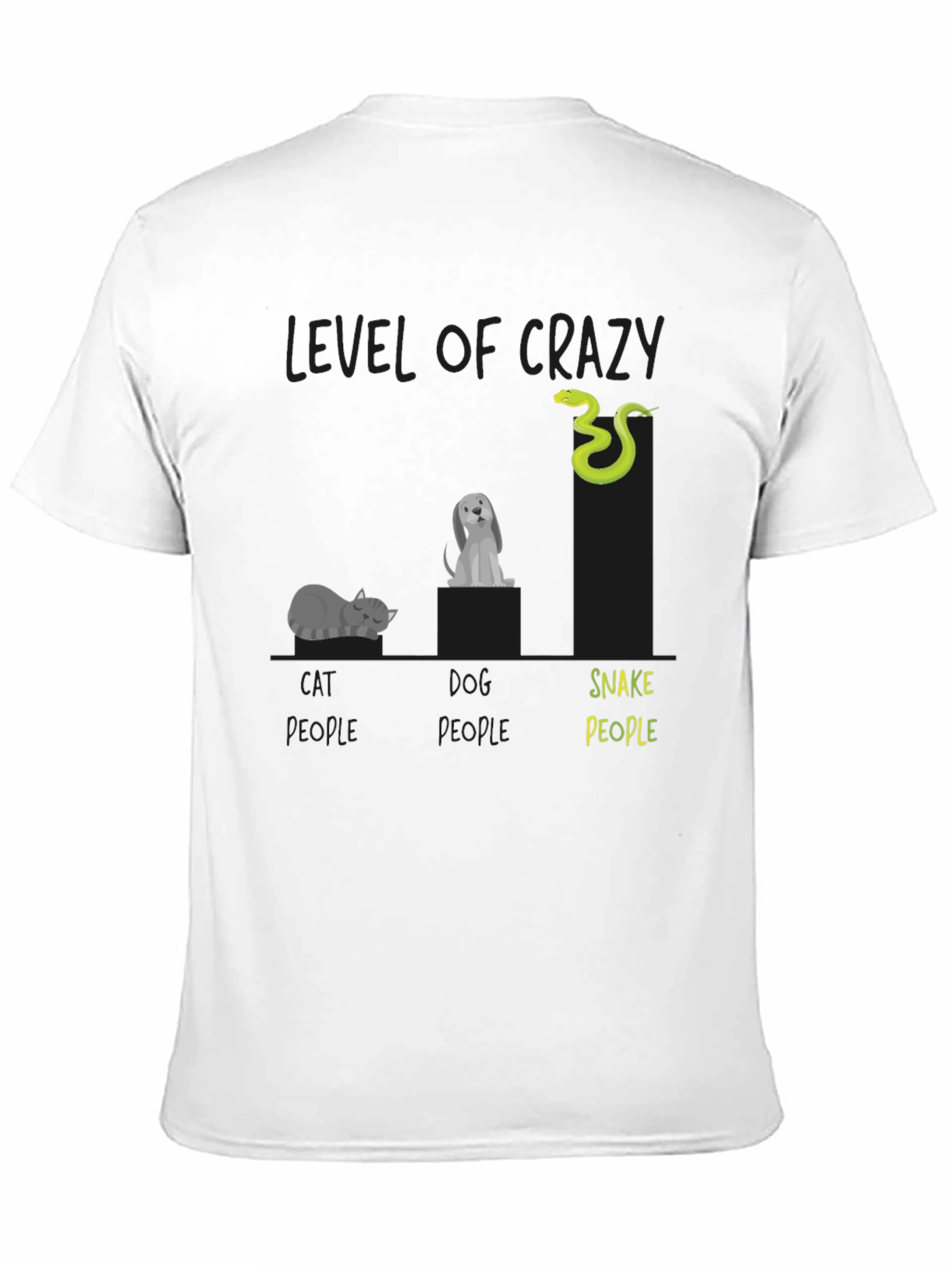 Level of Crazy Cat Dog Snake People T-Shirt