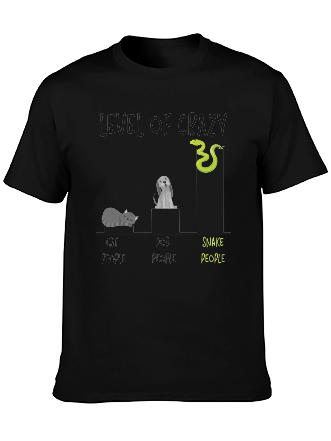 Level of Crazy Cat Dog Snake People T-Shirt