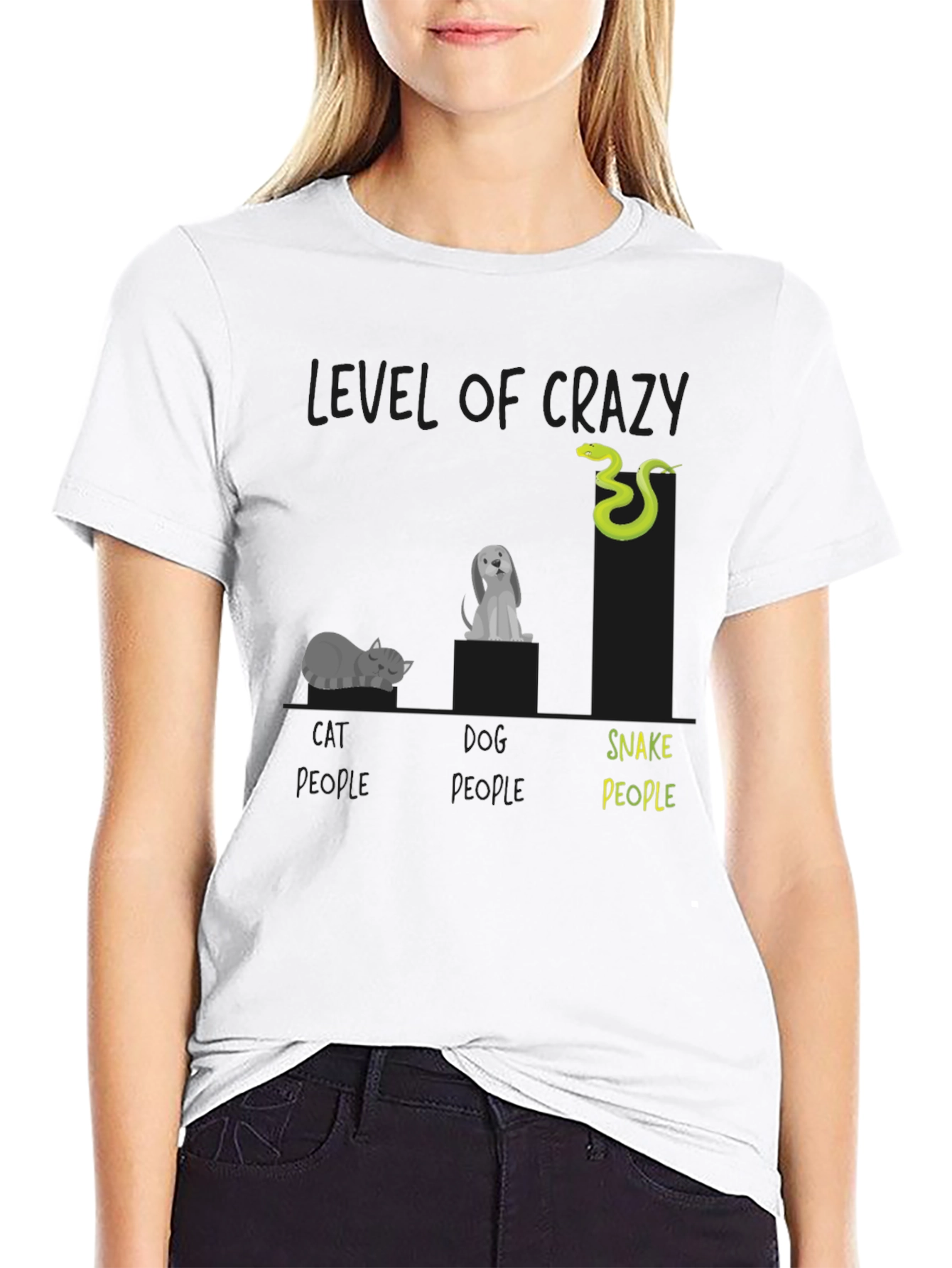 Level of Crazy Cat Dog Snake People T-Shirt