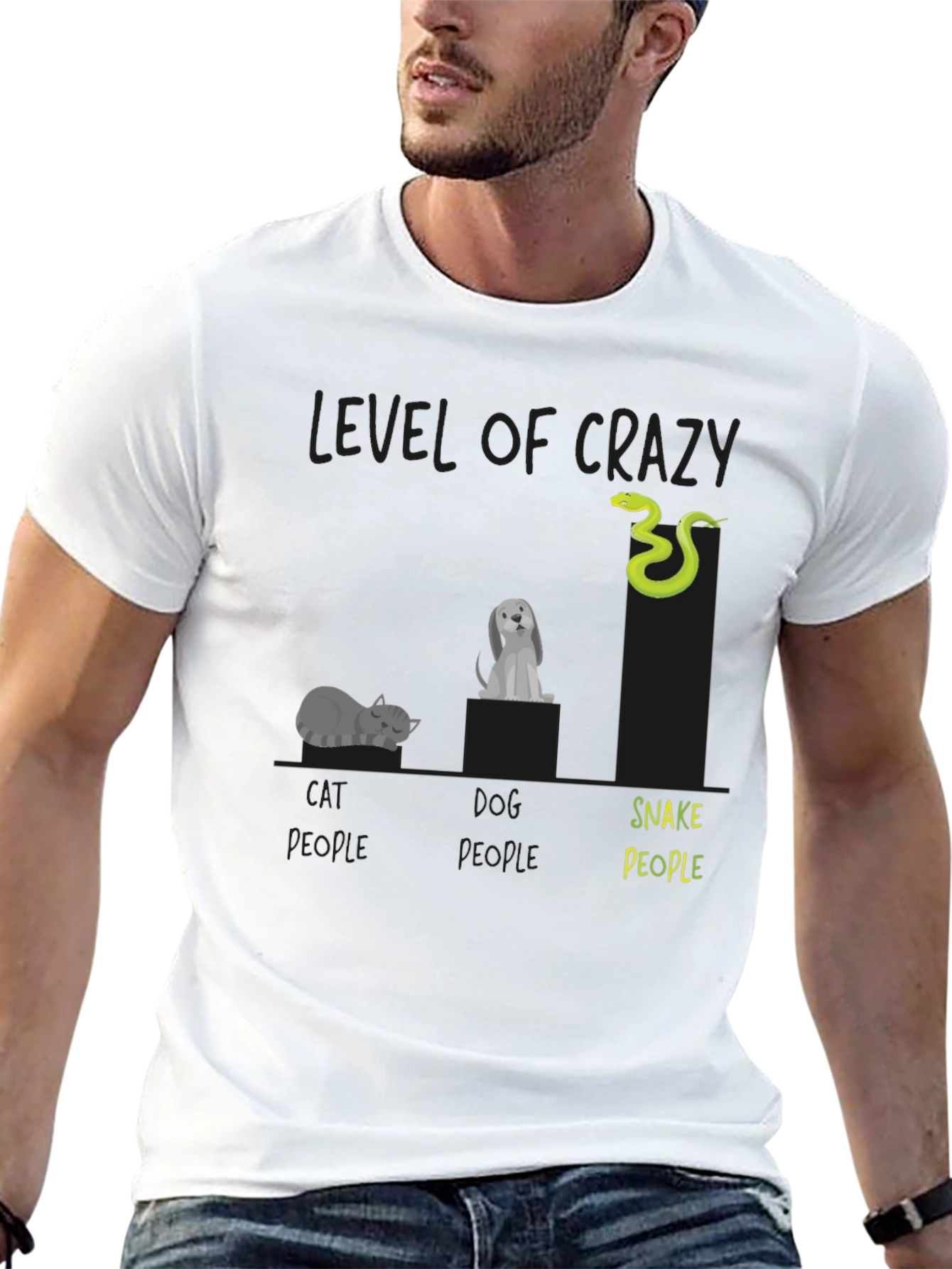 Level of Crazy Cat Dog Snake People T-Shirt