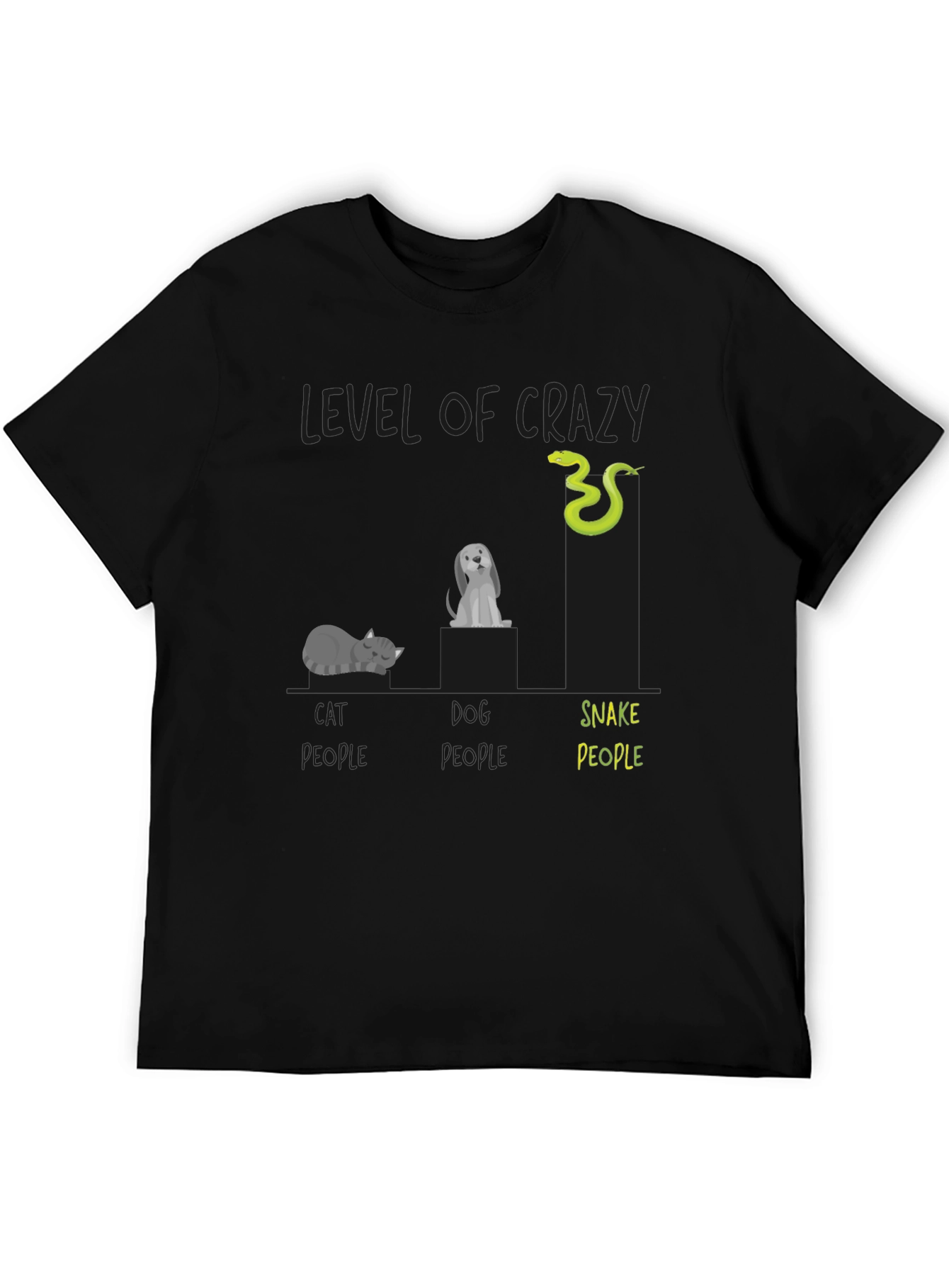 Level of Crazy Cat Dog Snake People T-Shirt