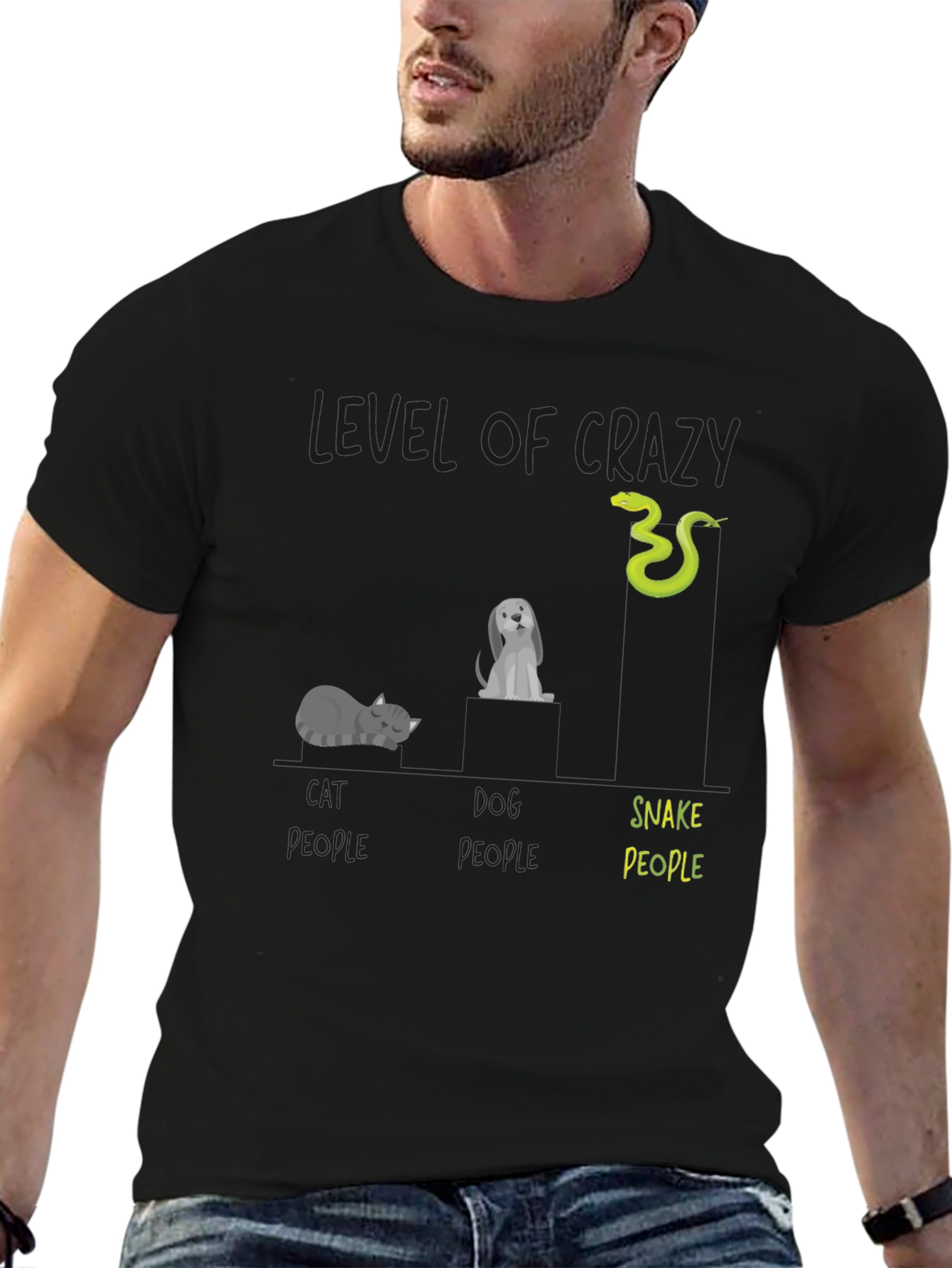 Level of Crazy Cat Dog Snake People T-Shirt