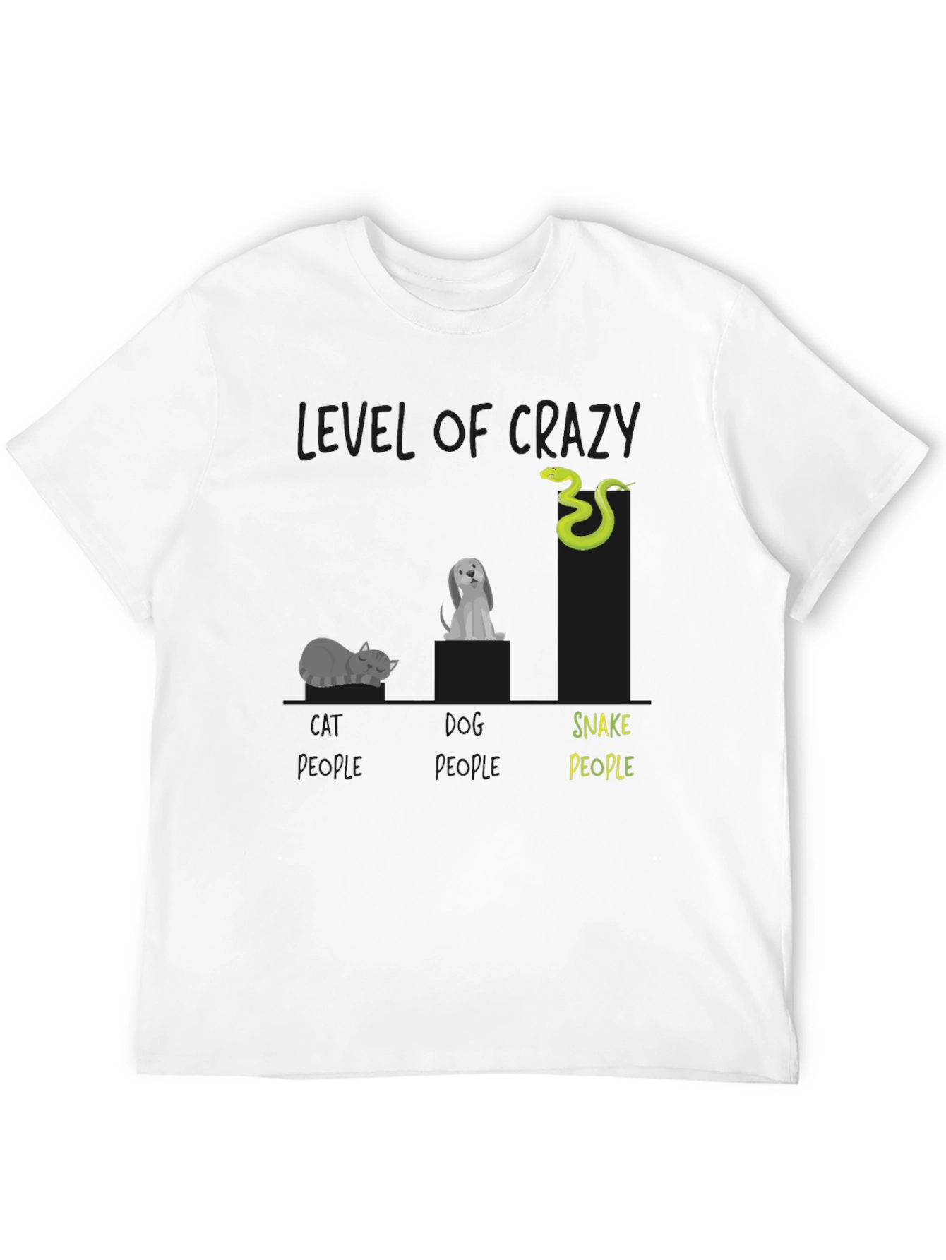 Level of Crazy Cat Dog Snake People T-Shirt