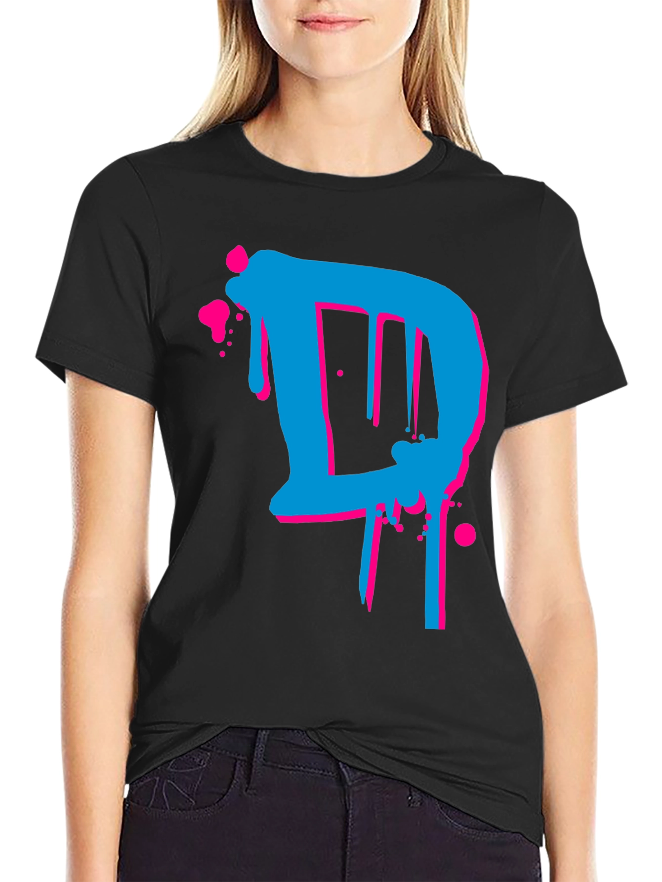 Modern Art Graphic Tee - Dripping Letter D