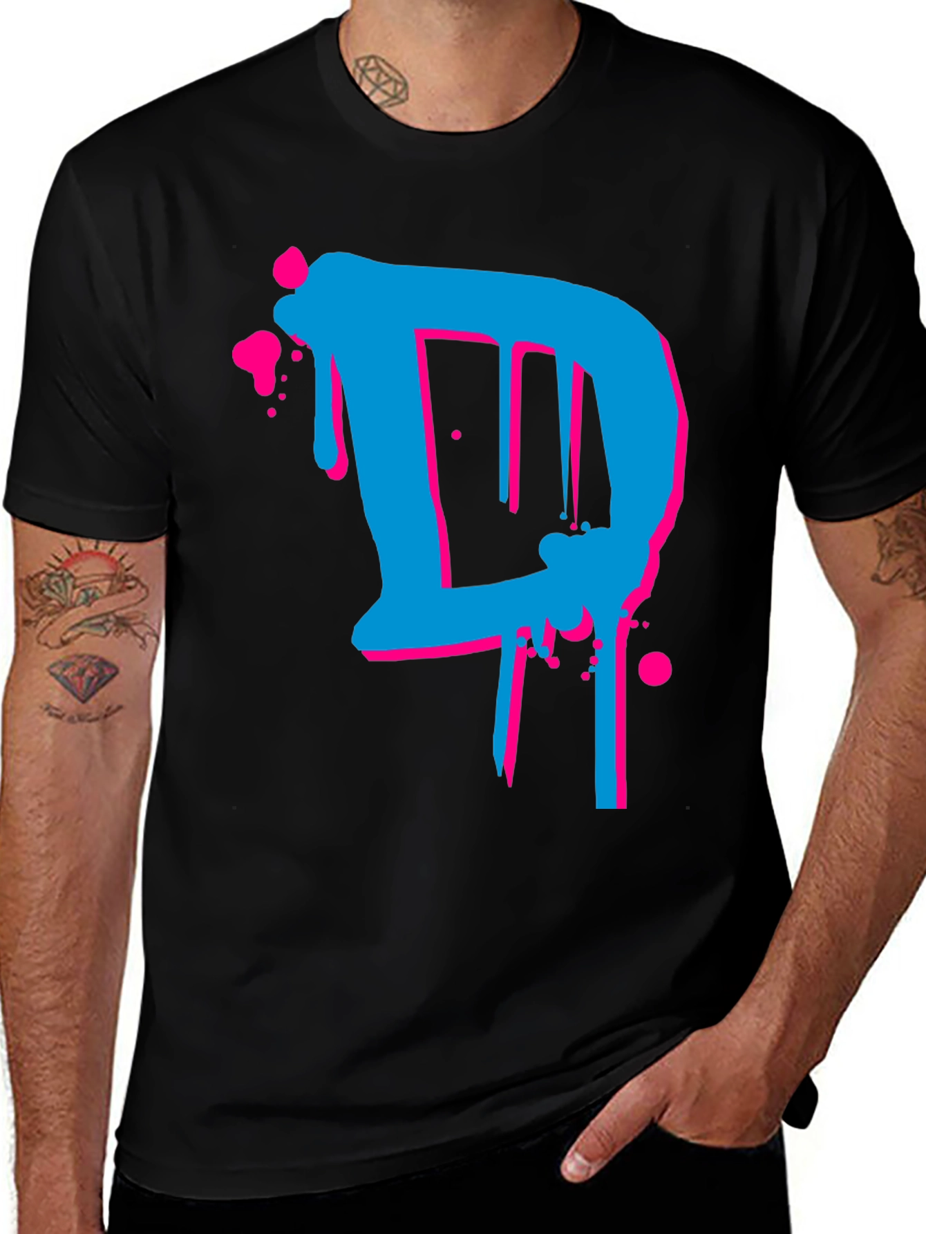 Modern Art Graphic Tee - Dripping Letter D