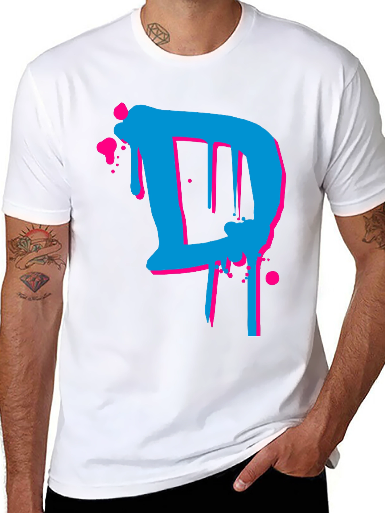 Modern Art Graphic Tee - Dripping Letter D
