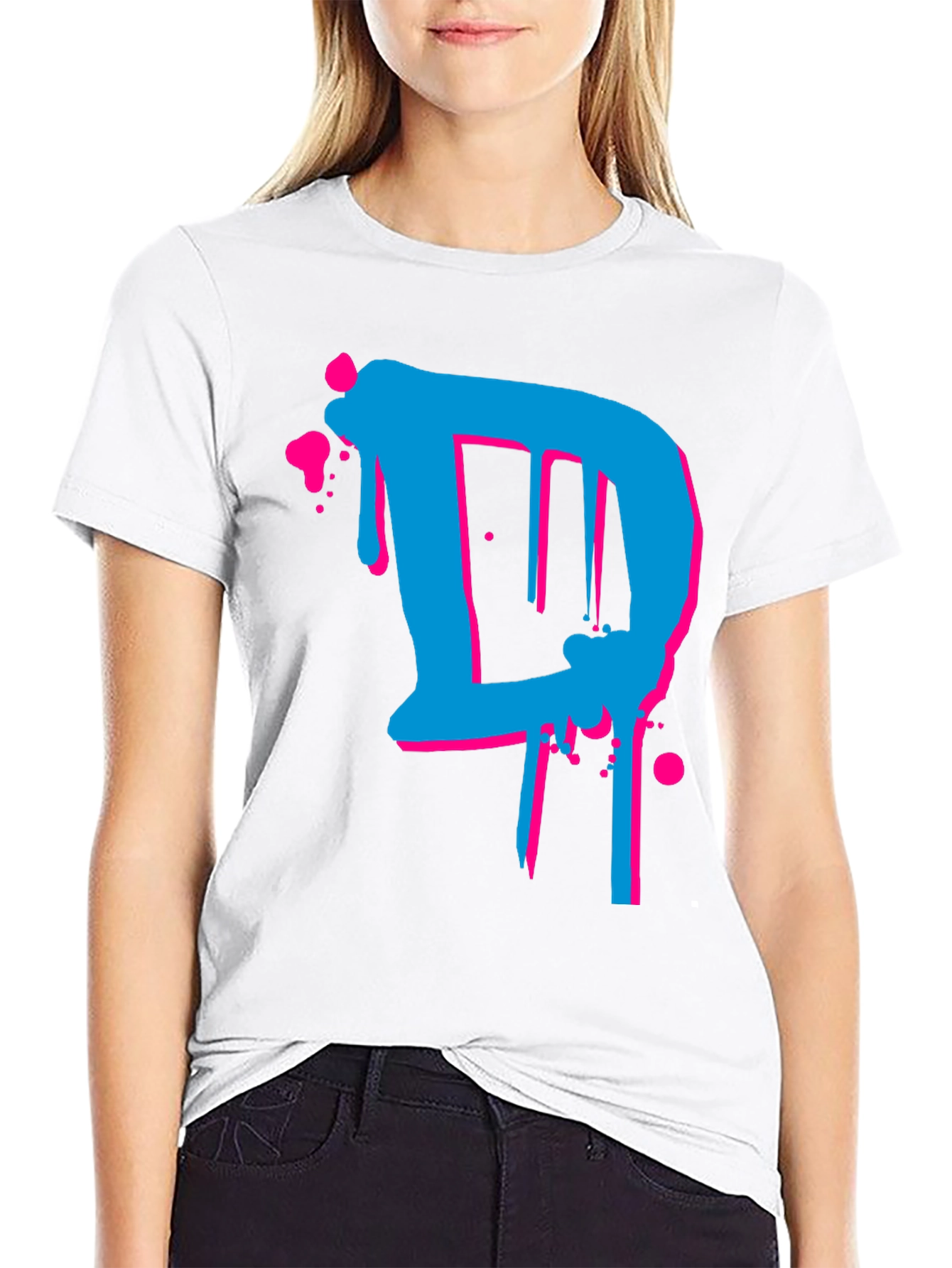 Modern Art Graphic Tee - Dripping Letter D