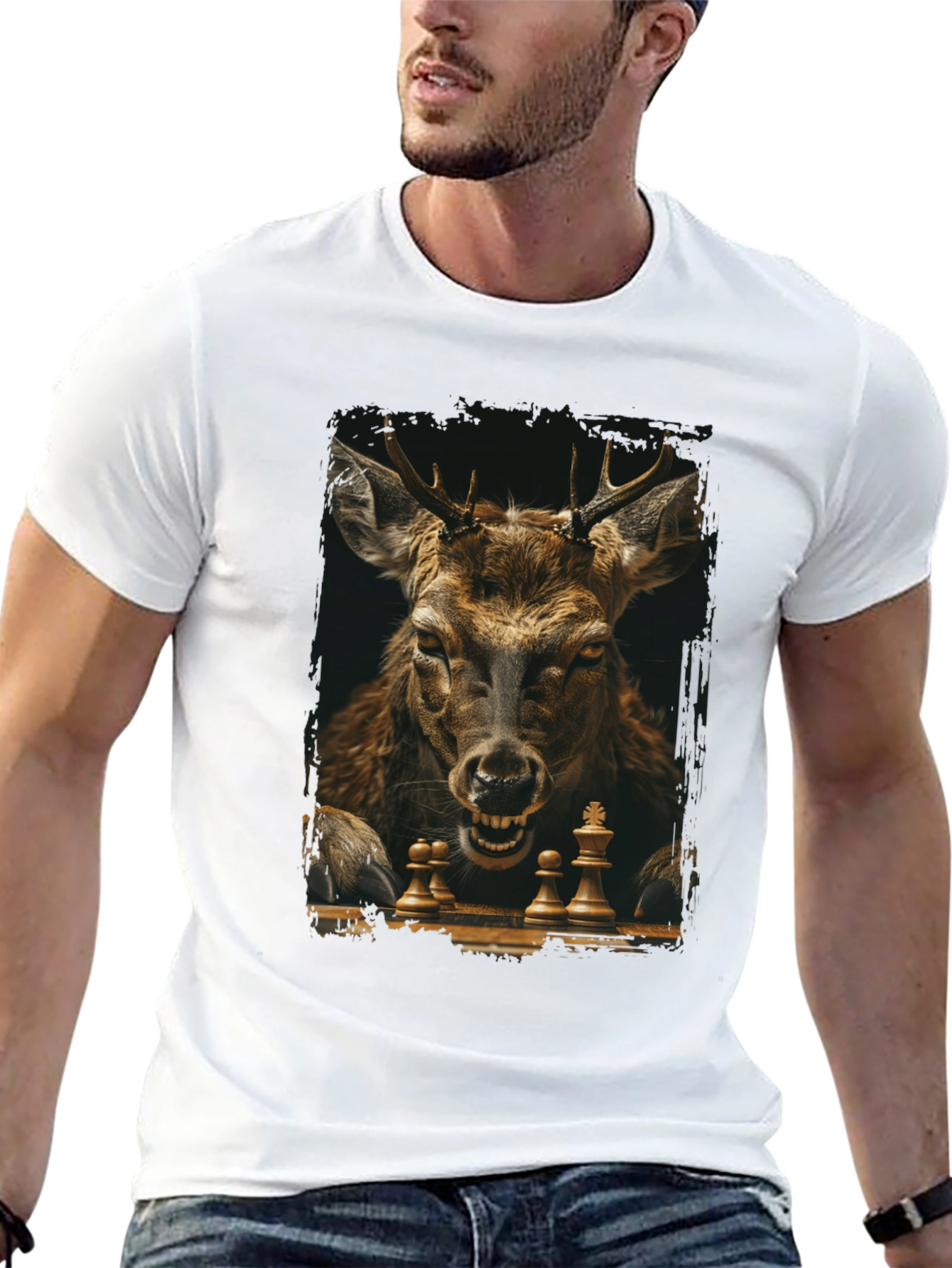 Chess Deer Graphic Tee - Unique Animal Design