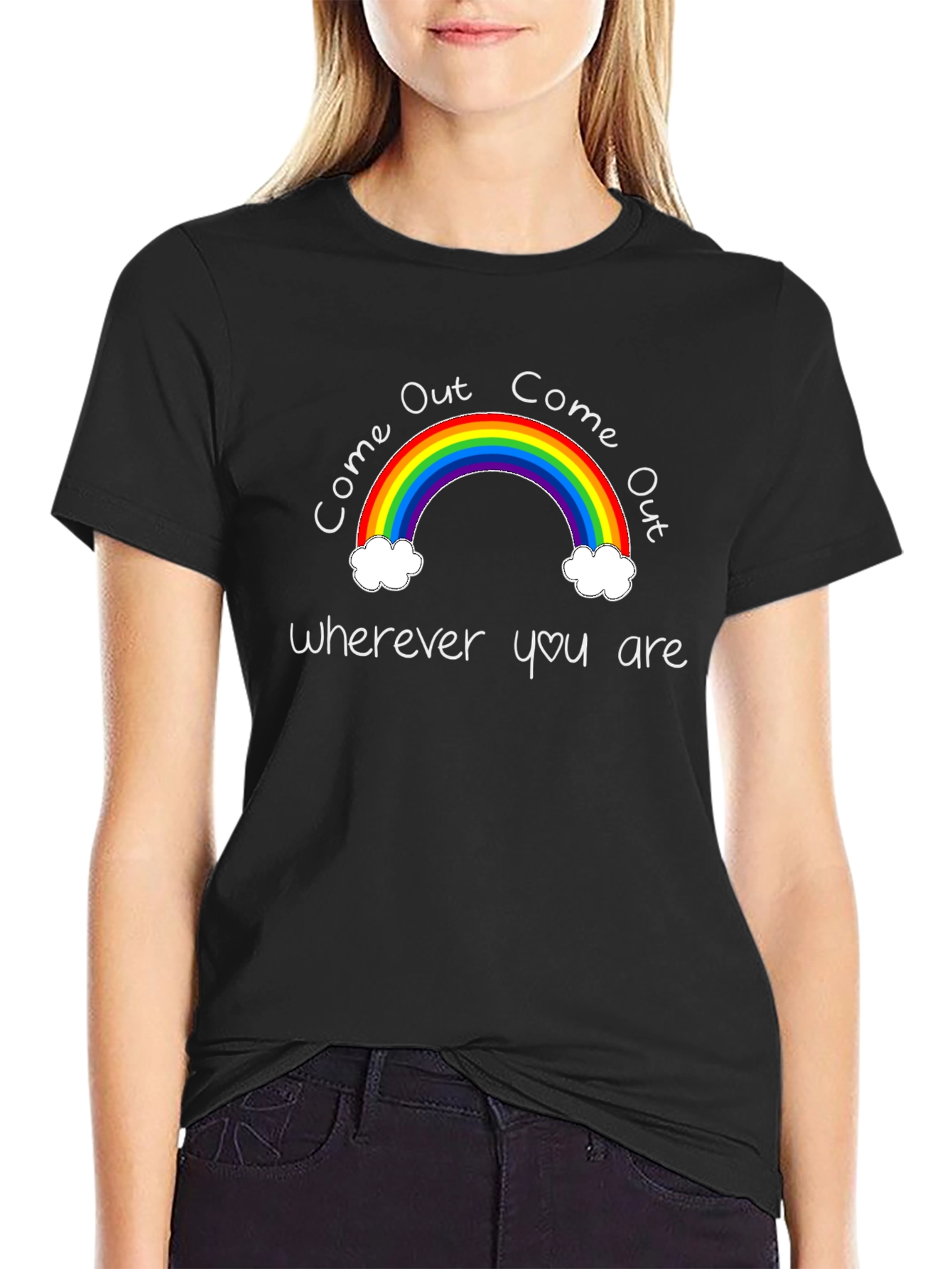 Come Out Rainbow Graphic Tee - Black