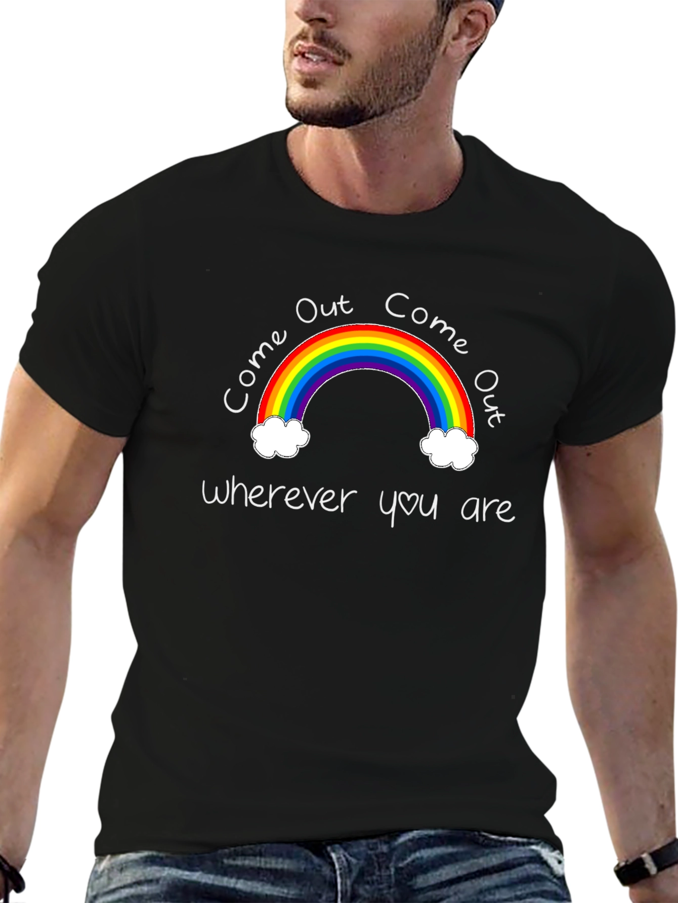 Come Out Rainbow Graphic Tee - Black