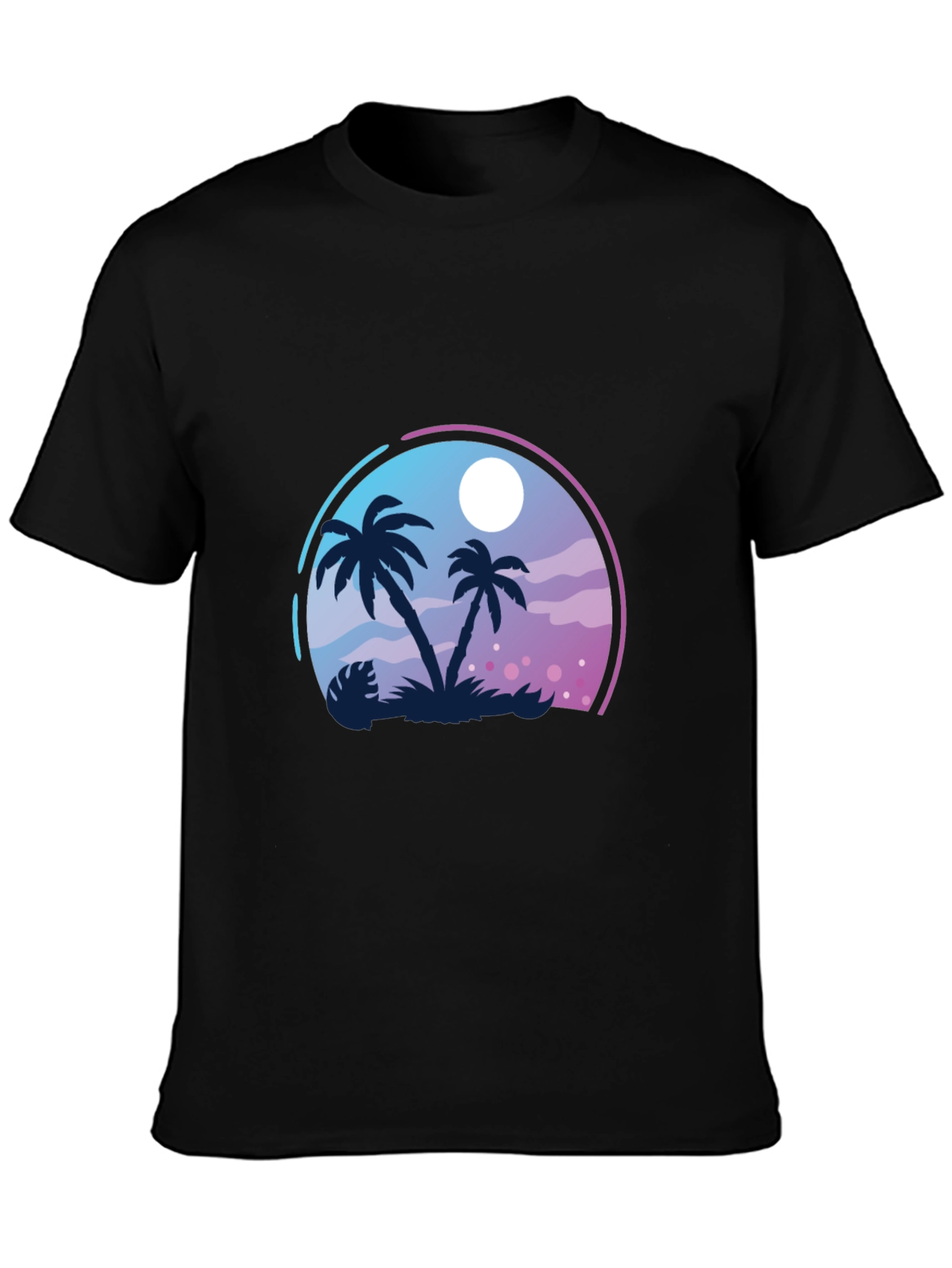 Tropical Palm Tree Graphic Black T-Shirt