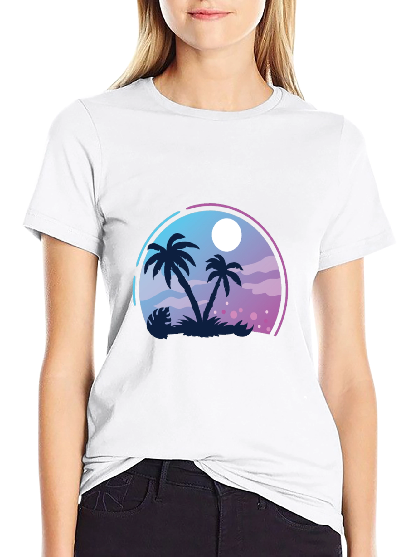 Tropical Palm Tree Graphic Black T-Shirt