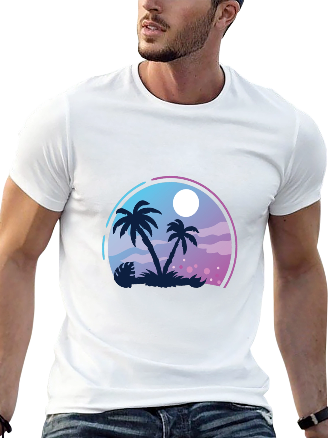 Tropical Palm Tree Graphic Black T-Shirt