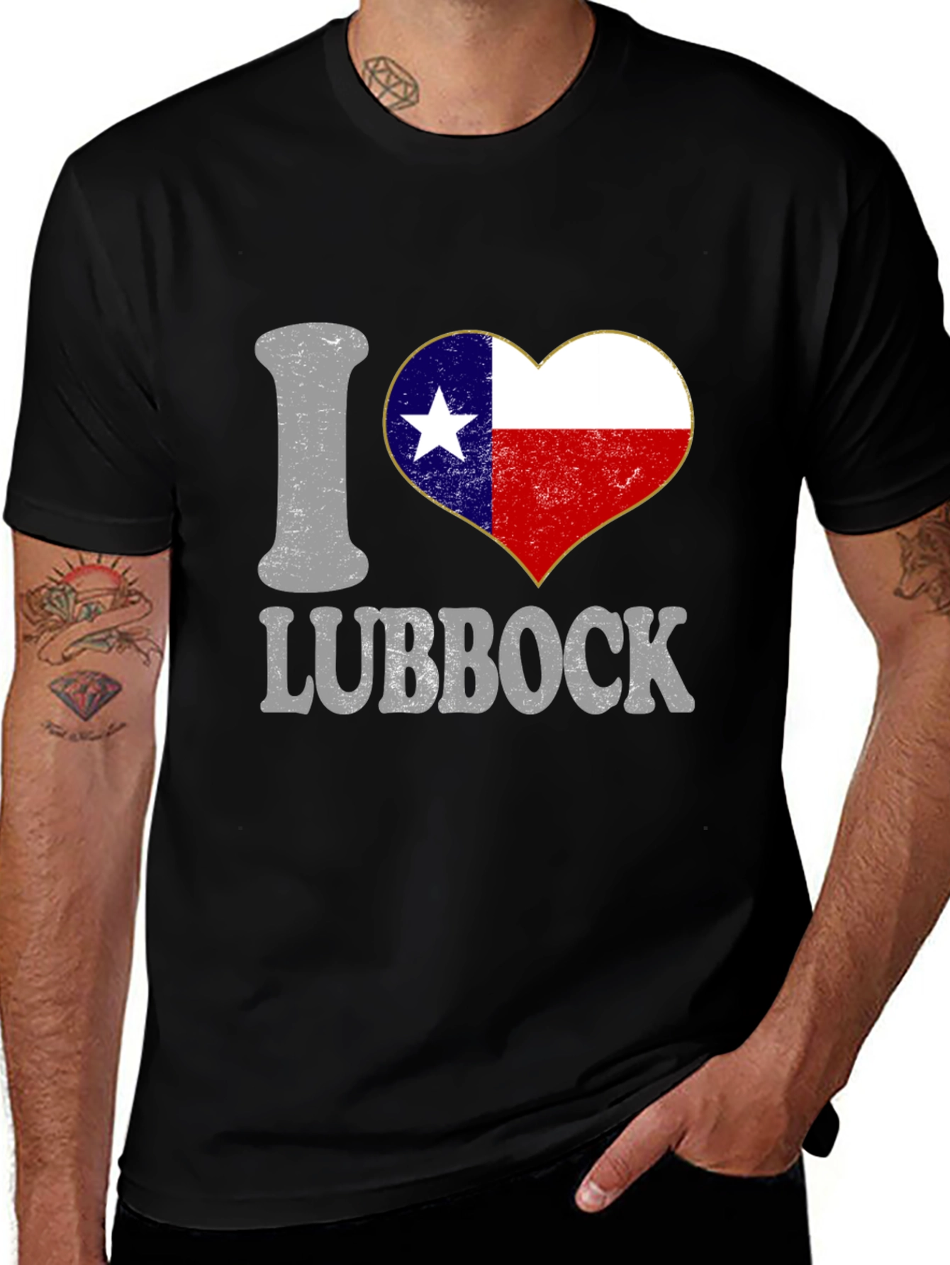 I Heart Lubbock Texas Flag Tee