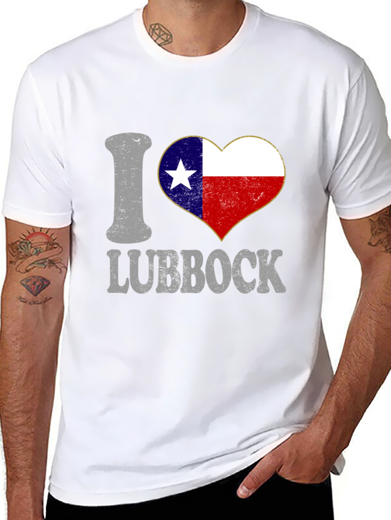 I Heart Lubbock Texas Flag Tee