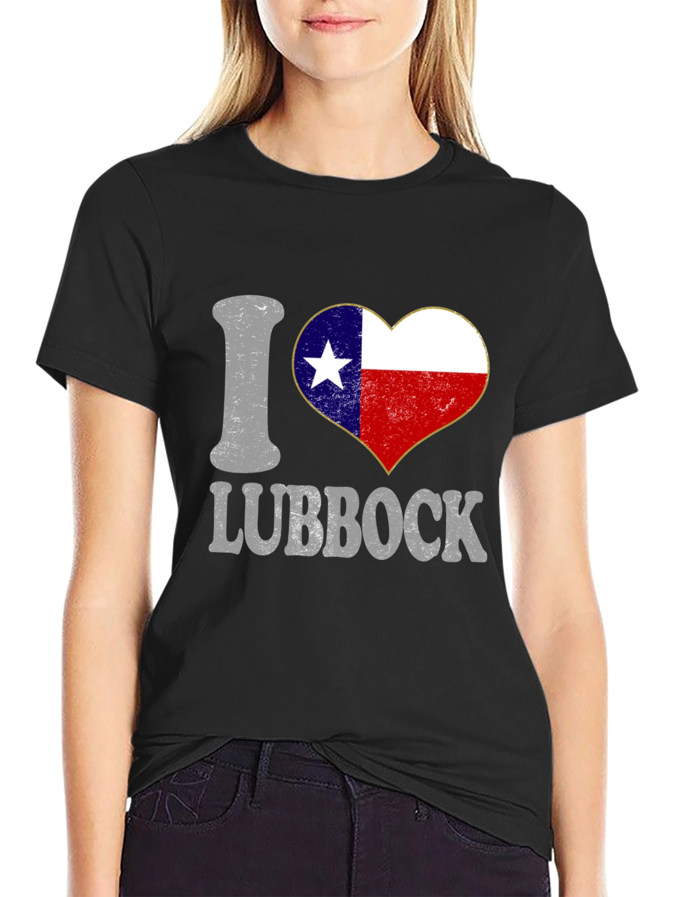I Heart Lubbock Texas Flag Tee