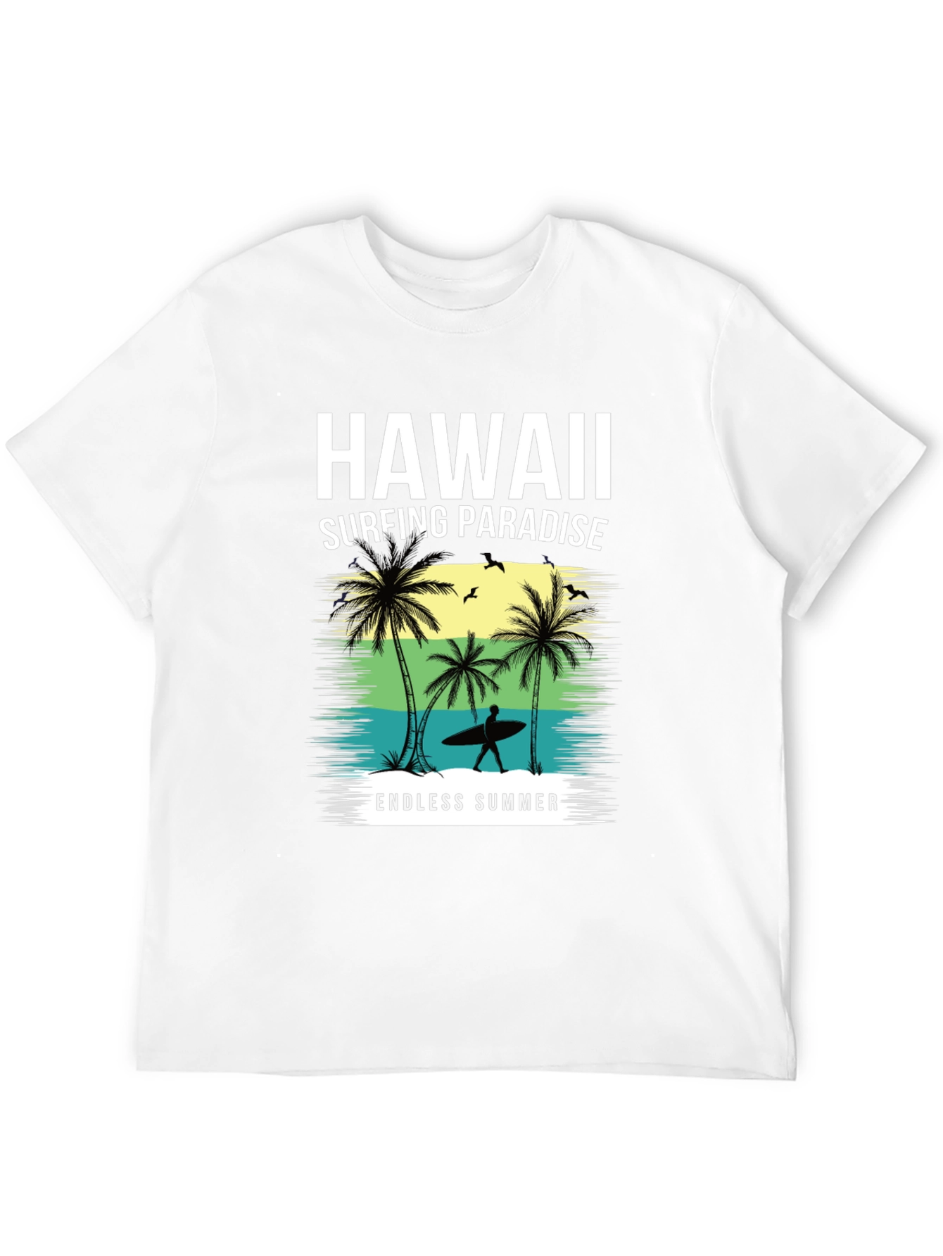 Hawaii Surfing Paradise Black T-Shirt
