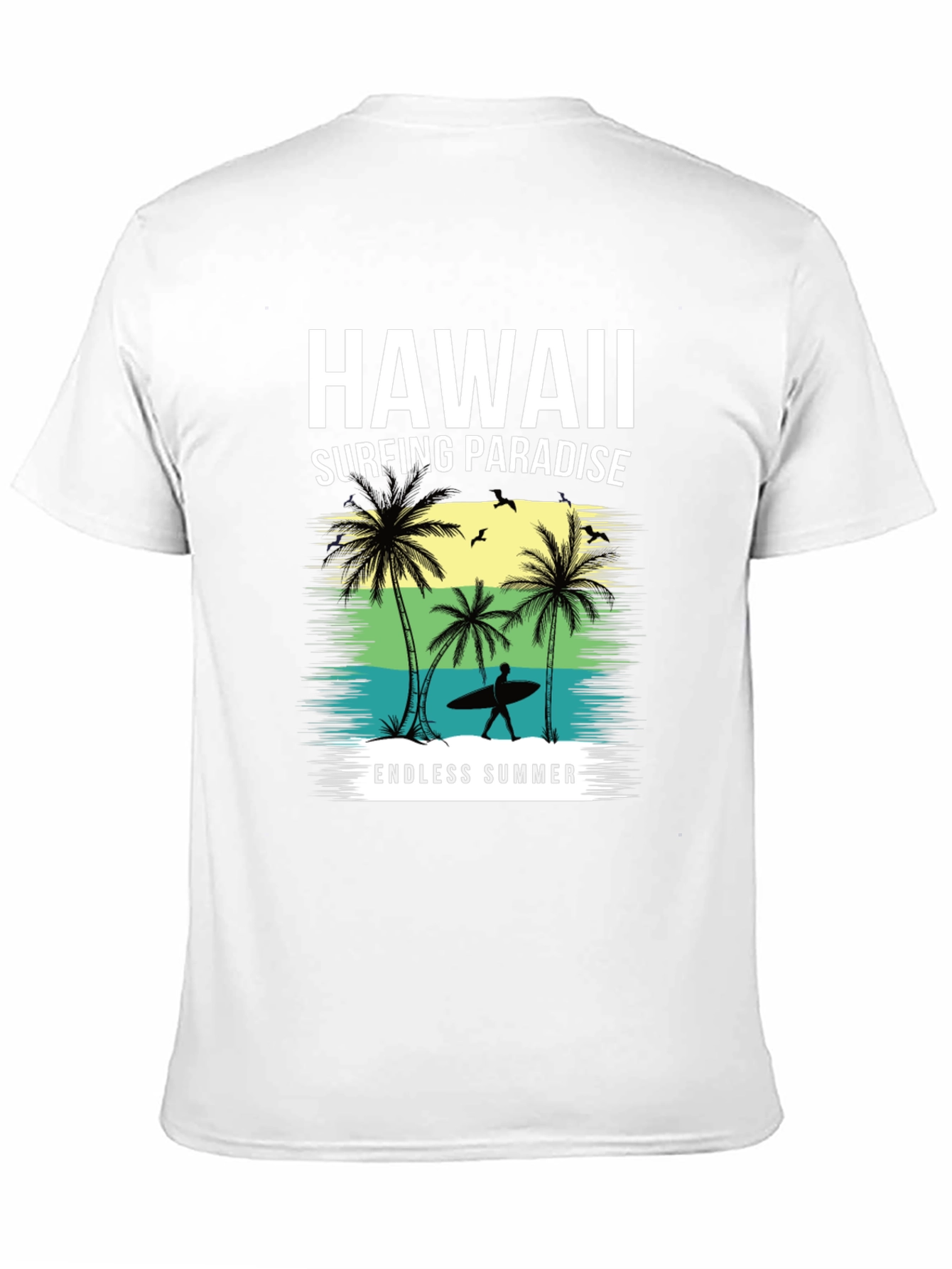 Hawaii Surfing Paradise Black T-Shirt