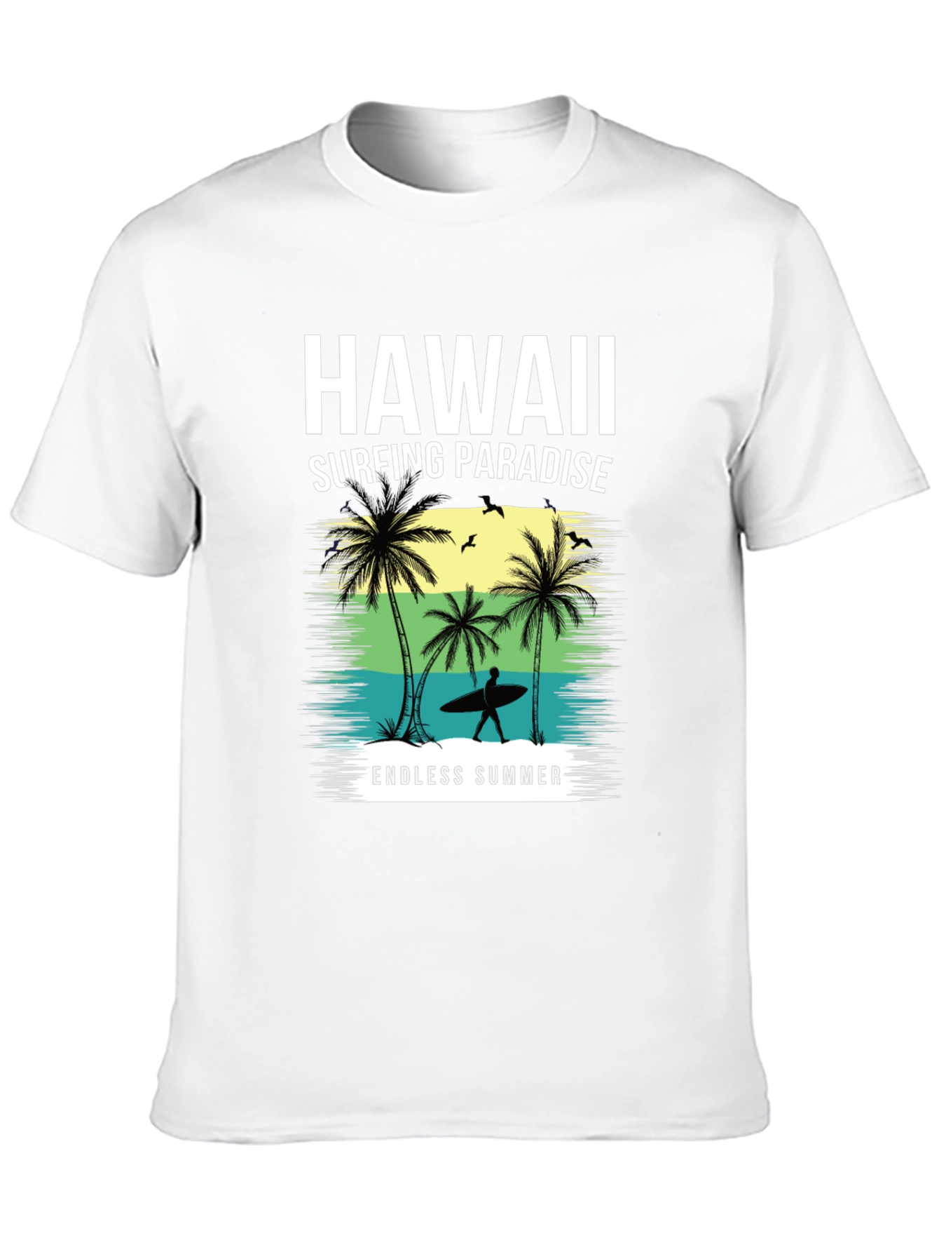Hawaii Surfing Paradise Black T-Shirt