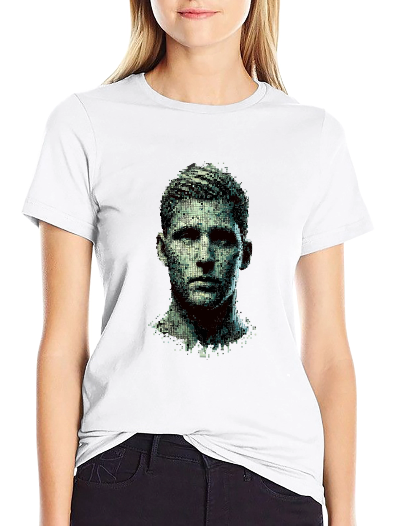 Pixel Art Portrait Black T-Shirt