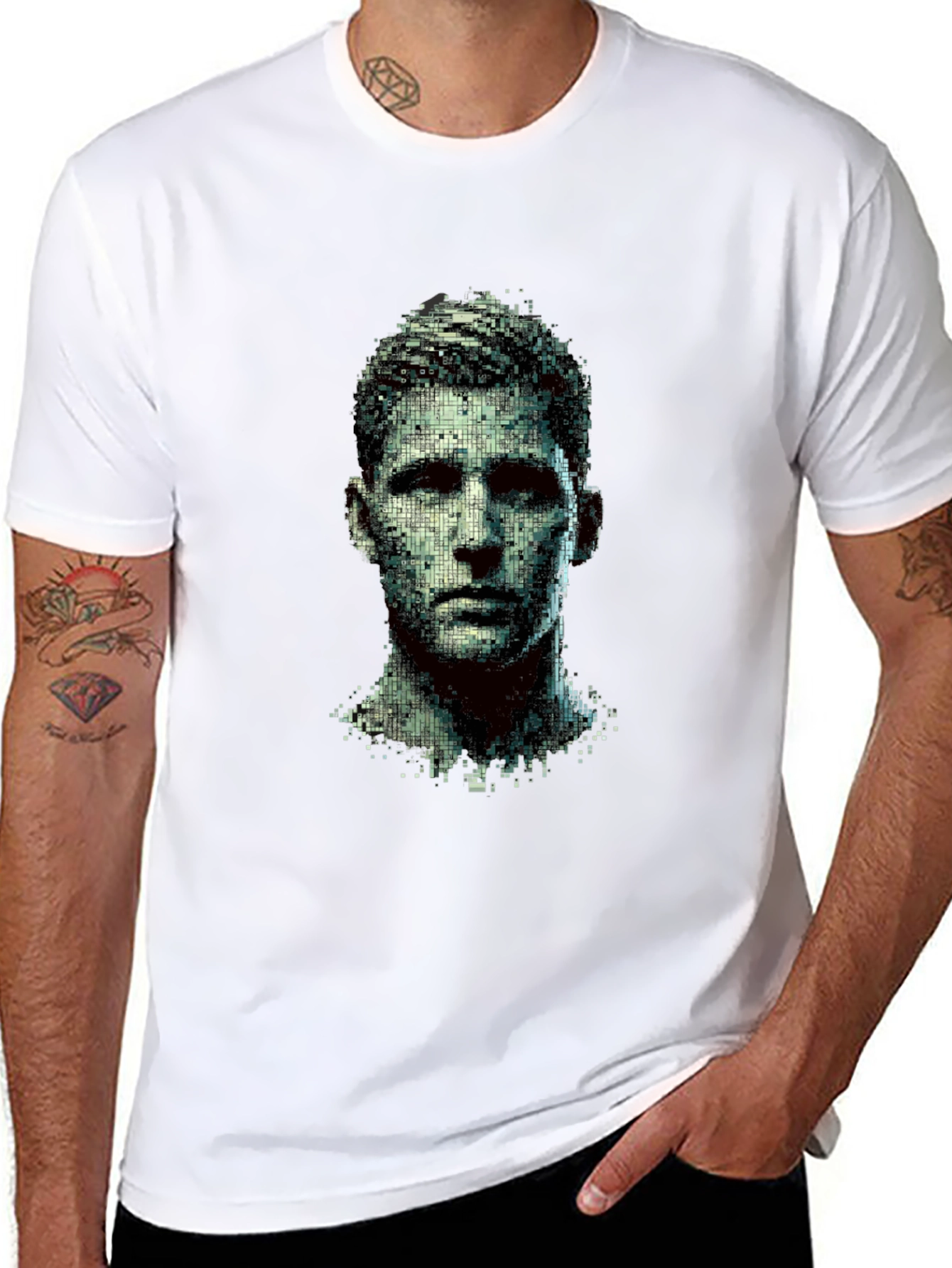 Pixel Art Portrait Black T-Shirt