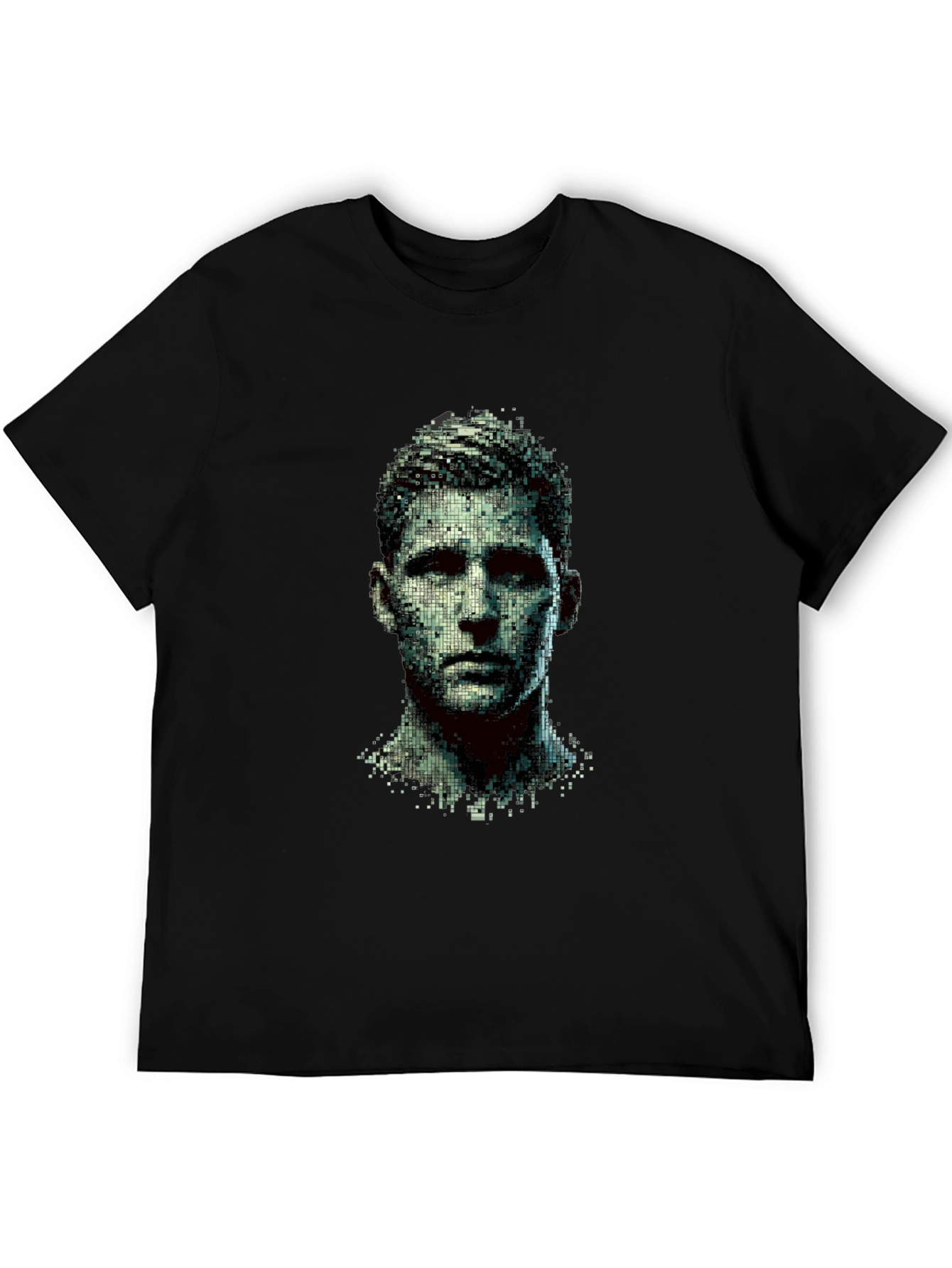 Pixel Art Portrait Black T-Shirt