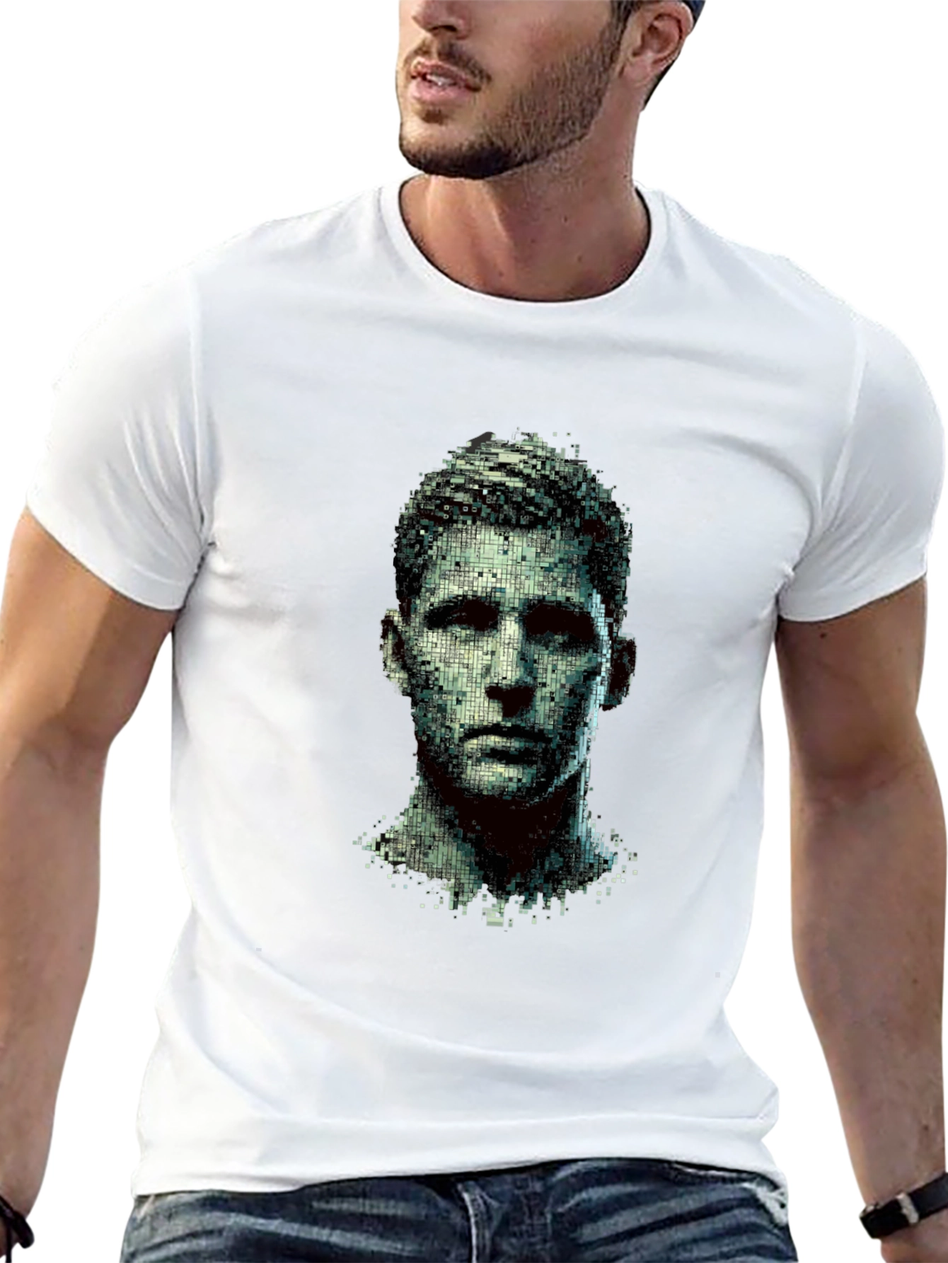 Pixel Art Portrait Black T-Shirt