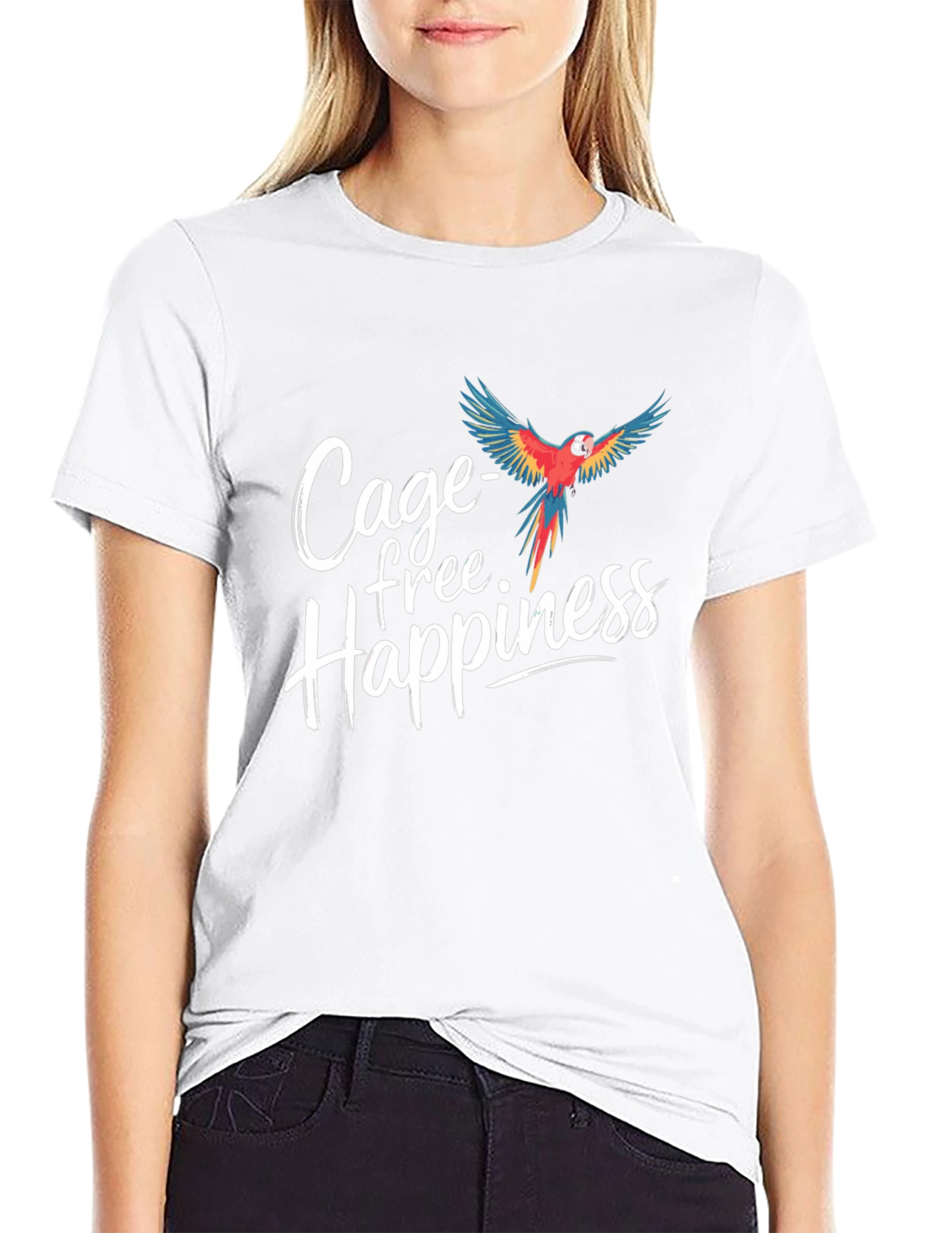 Cage-Free Happiness T-Shirt Parrot Design