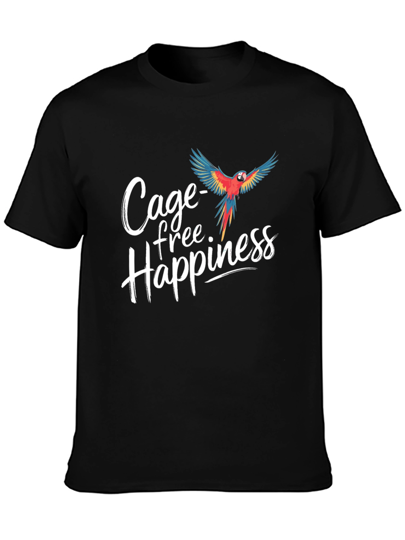 Cage-Free Happiness T-Shirt Parrot Design