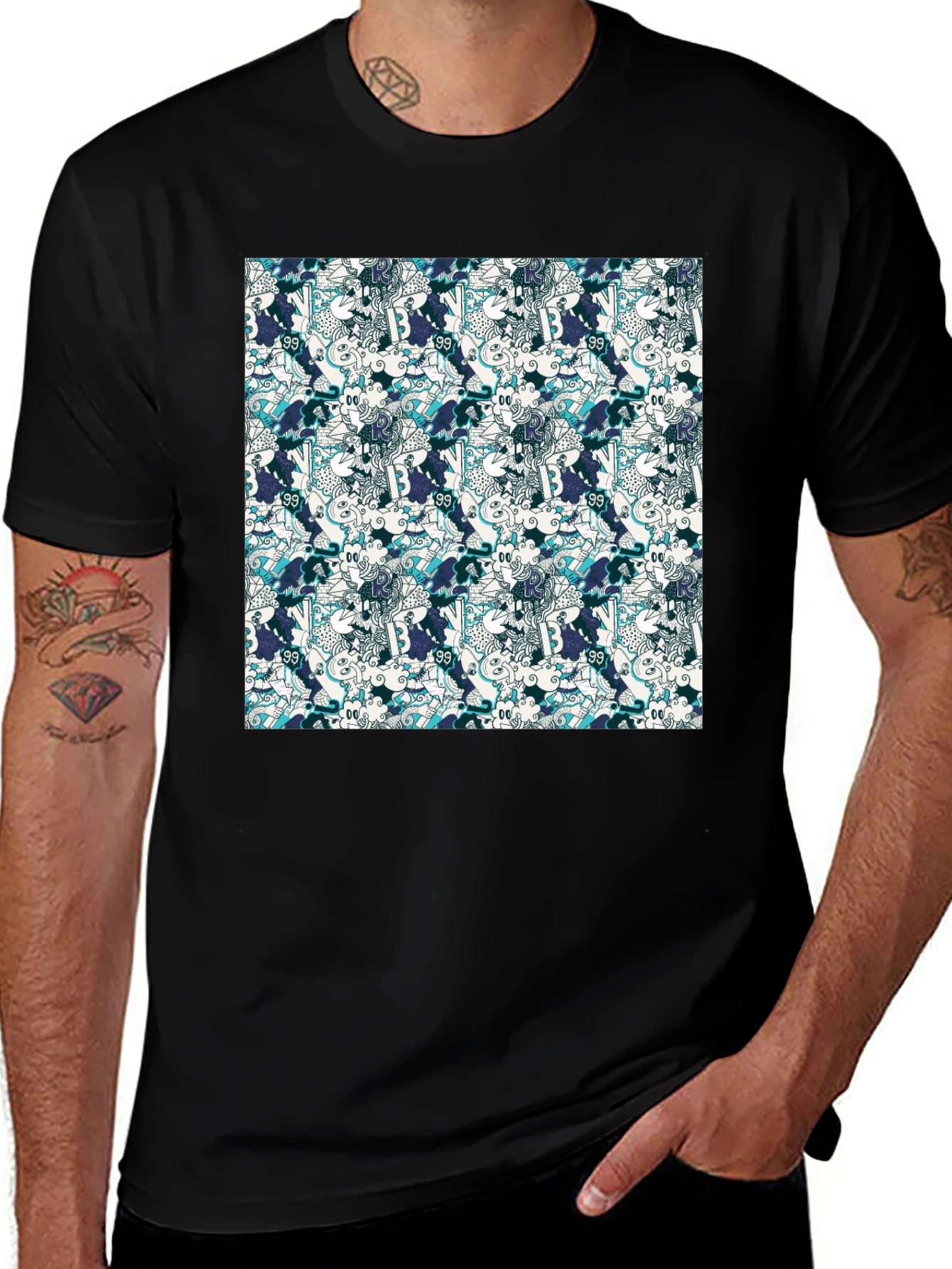 Funky Pattern Tee - Cool Graphic Print T-Shirt
