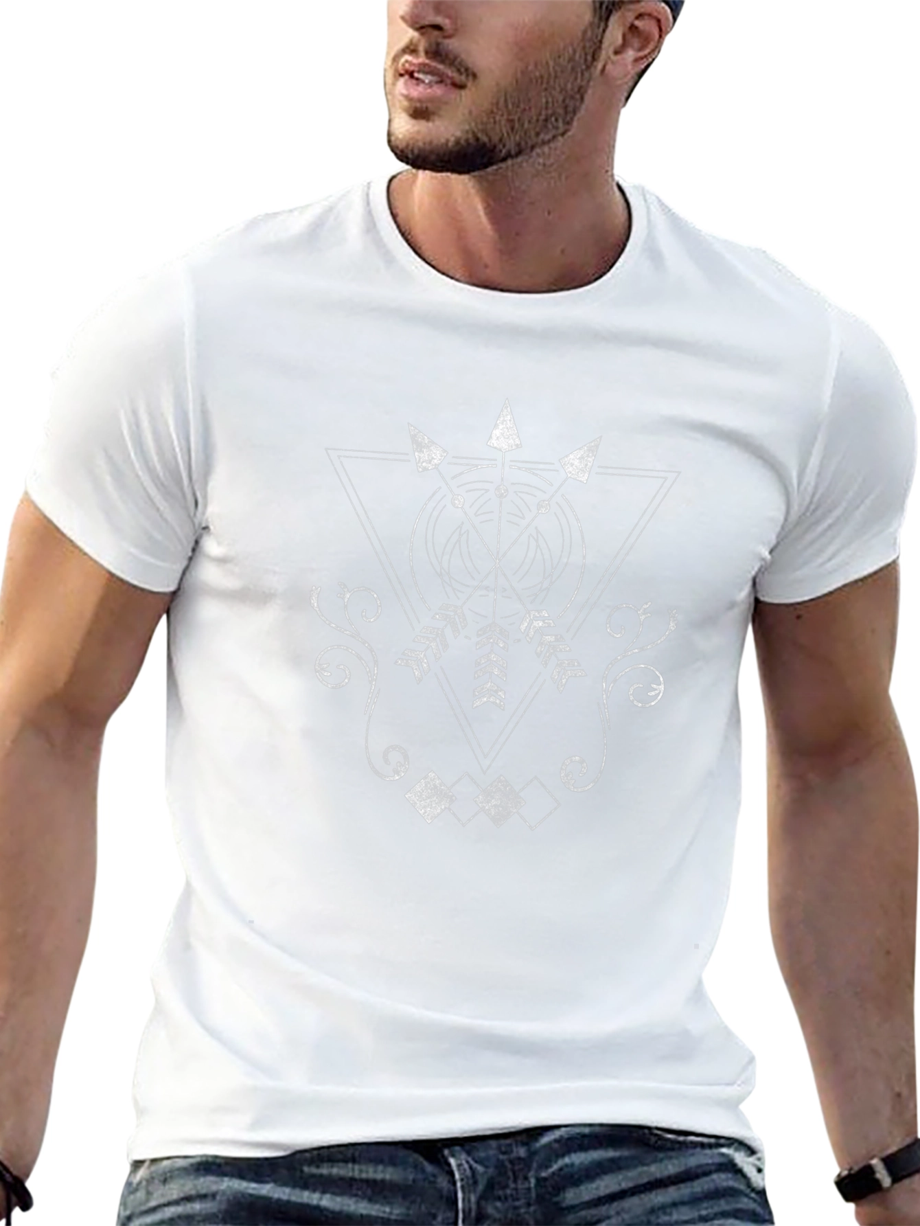 Geometric Arrow Design Black T-Shirt