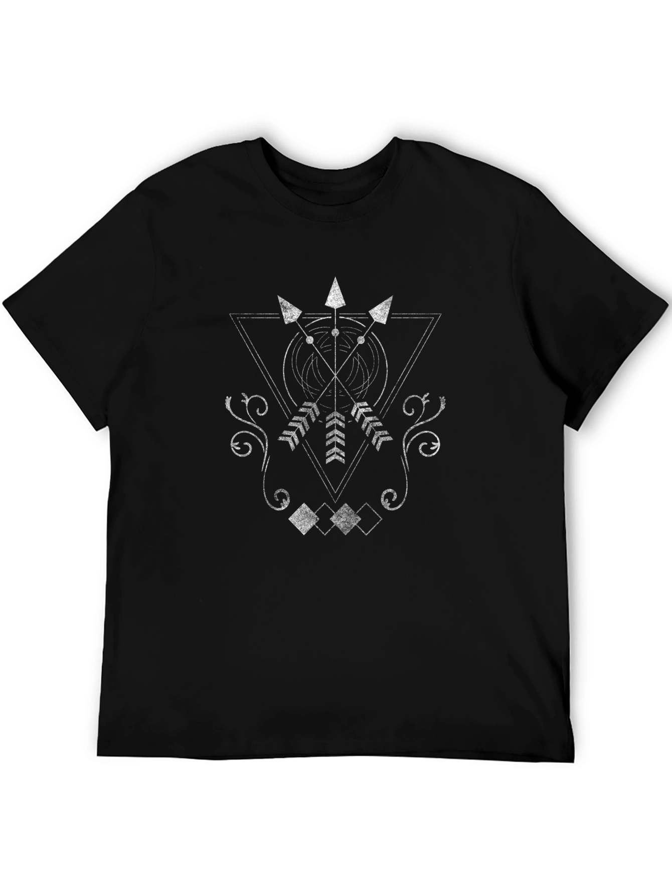 Geometric Arrow Design Black T-Shirt