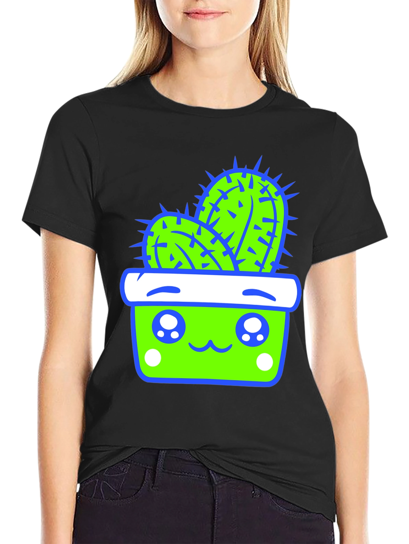 Kawaii Cactus T-Shirt - Cute Potted Plant Tee