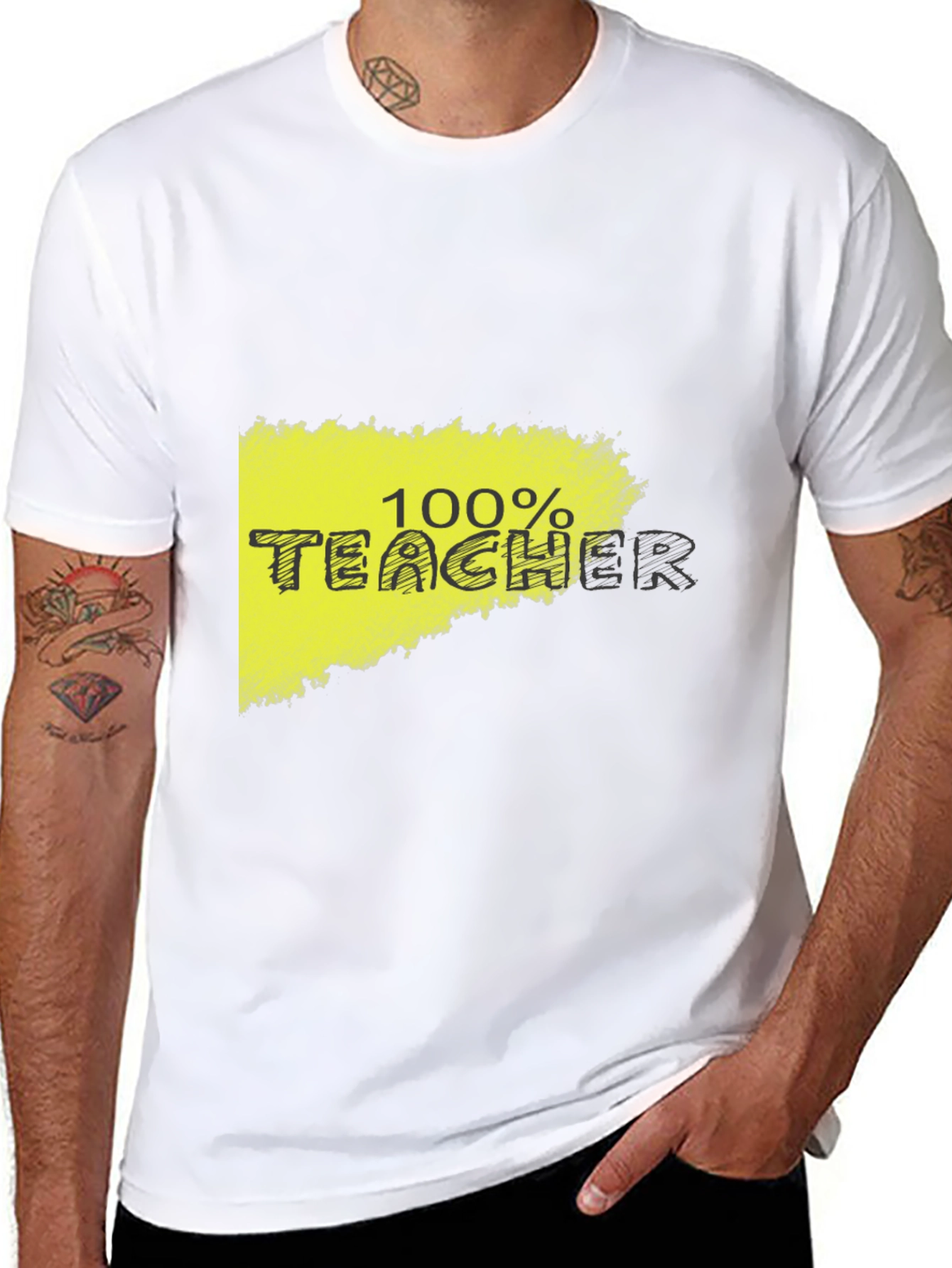 100% Teacher Graphic Black T-Shirt