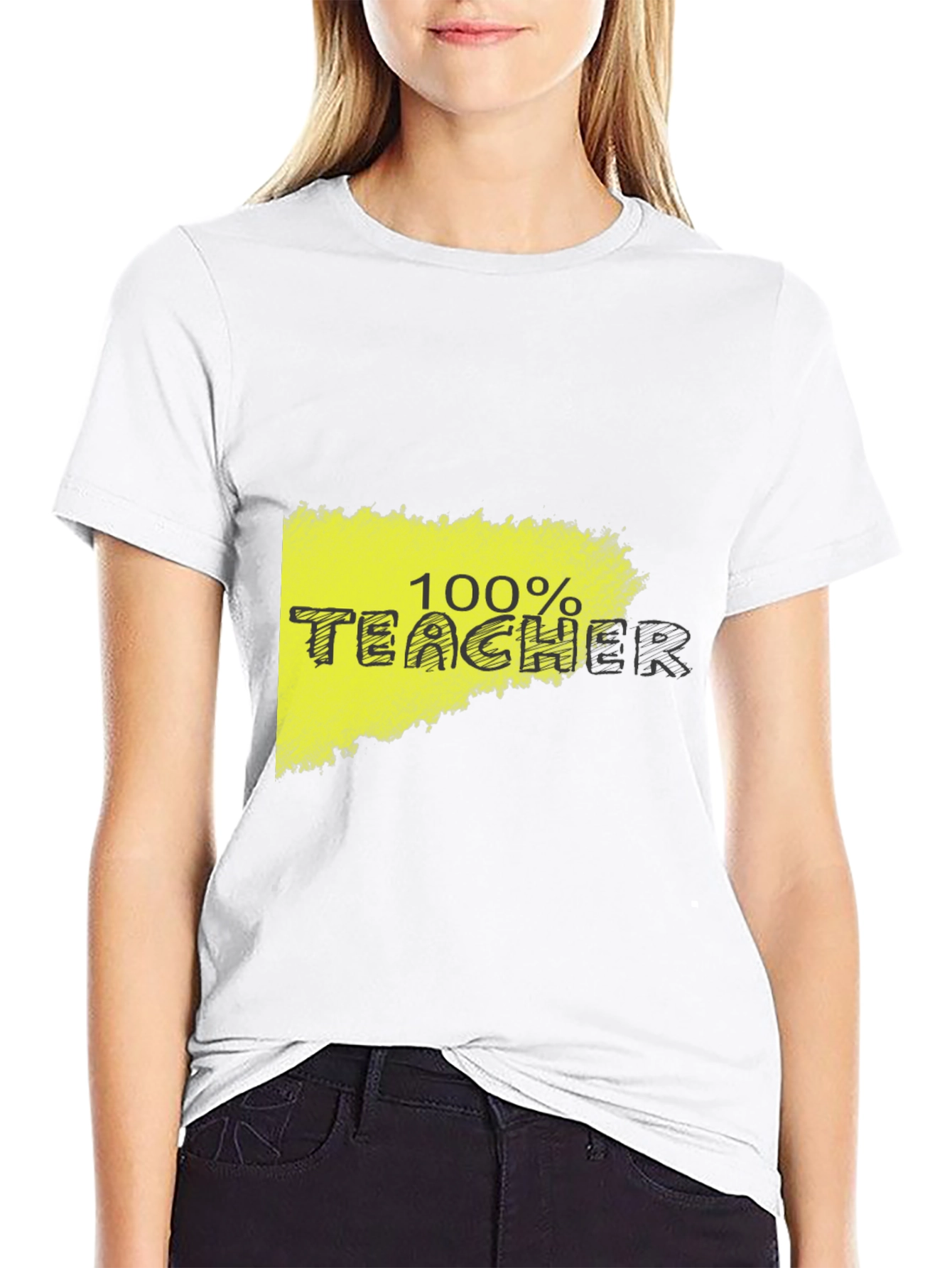 100% Teacher Graphic Black T-Shirt