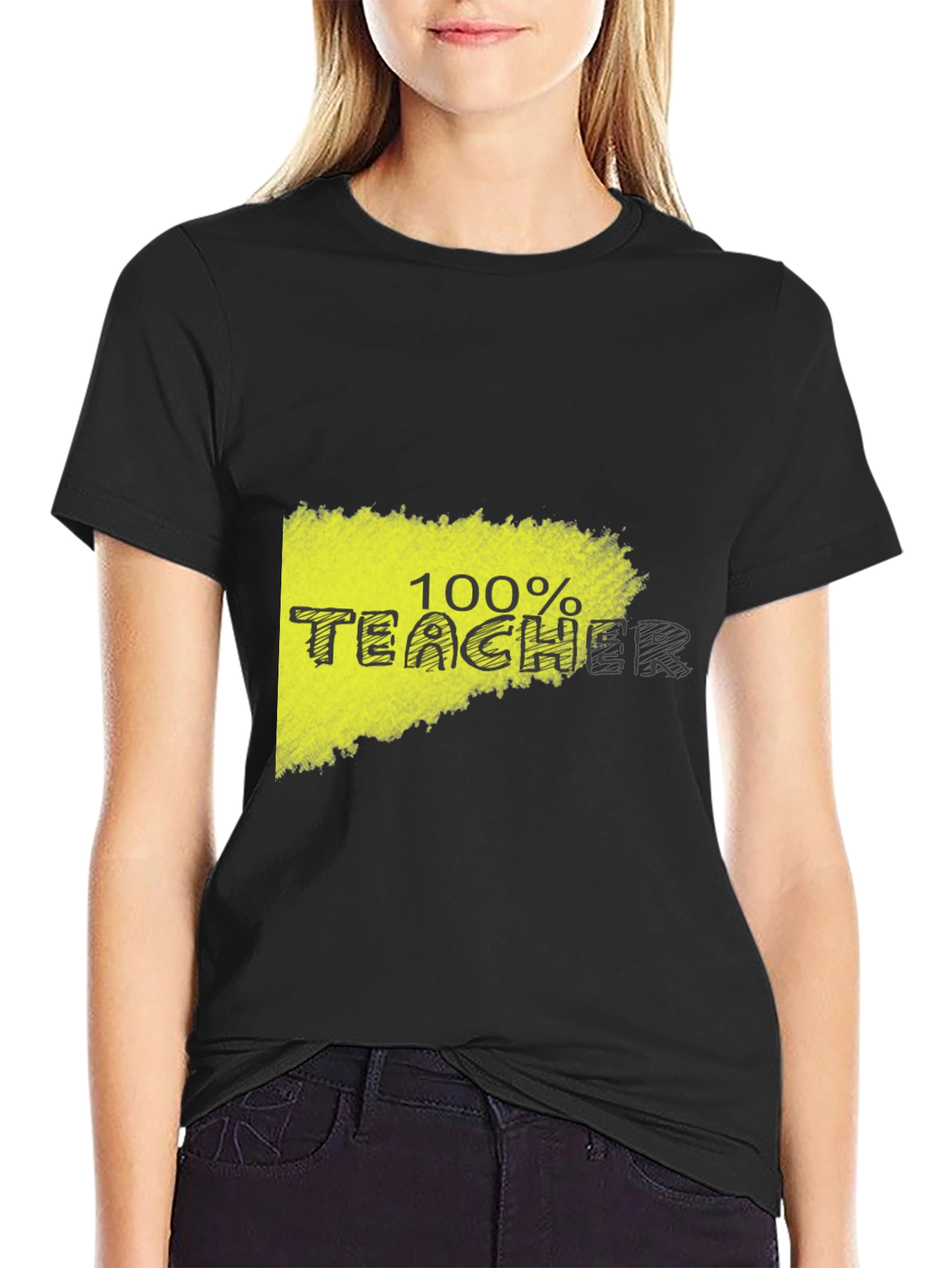 100% Teacher Graphic Black T-Shirt