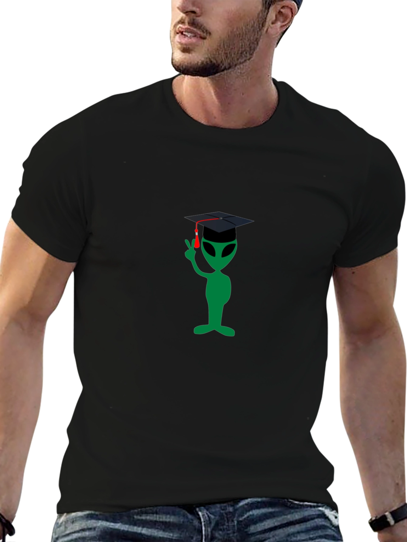 Graduation Alien Graphic Tee - Black